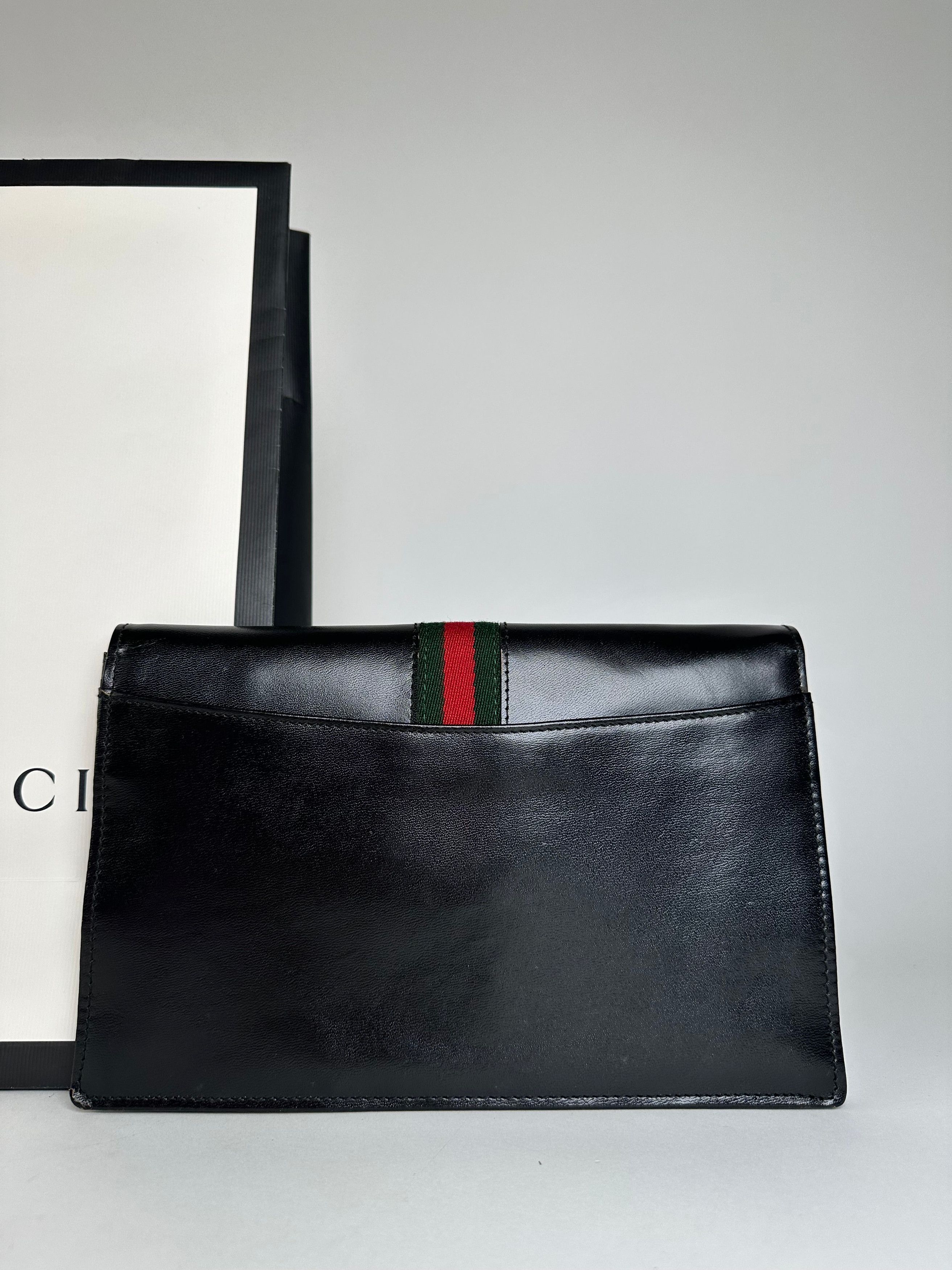 Gucci Vintage Leather Clutch Black Size ONE SIZE - 9 Thumbnail