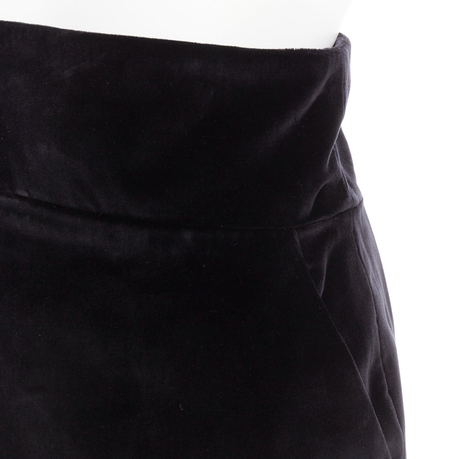 Alexandre Vauthier ALEXANDRE VAUTHIER black velvet high waisted duo pocket back slit pencil skirt Size 25" / US 0 / IT 36 - 6 Thumbnail