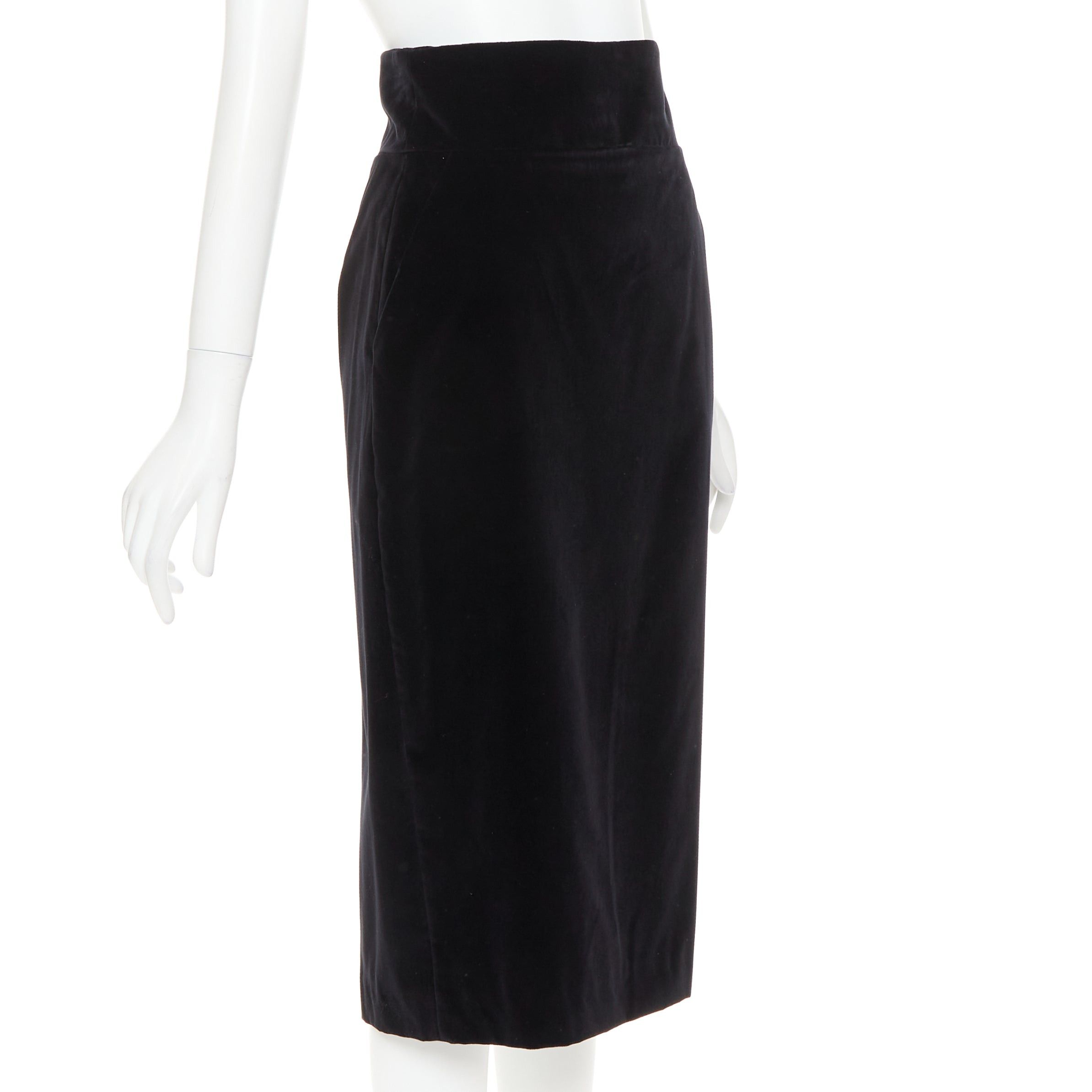 Alexandre Vauthier ALEXANDRE VAUTHIER black velvet high waisted duo pocket back slit pencil skirt Size 25" / US 0 / IT 36 - 2 Thumbnail