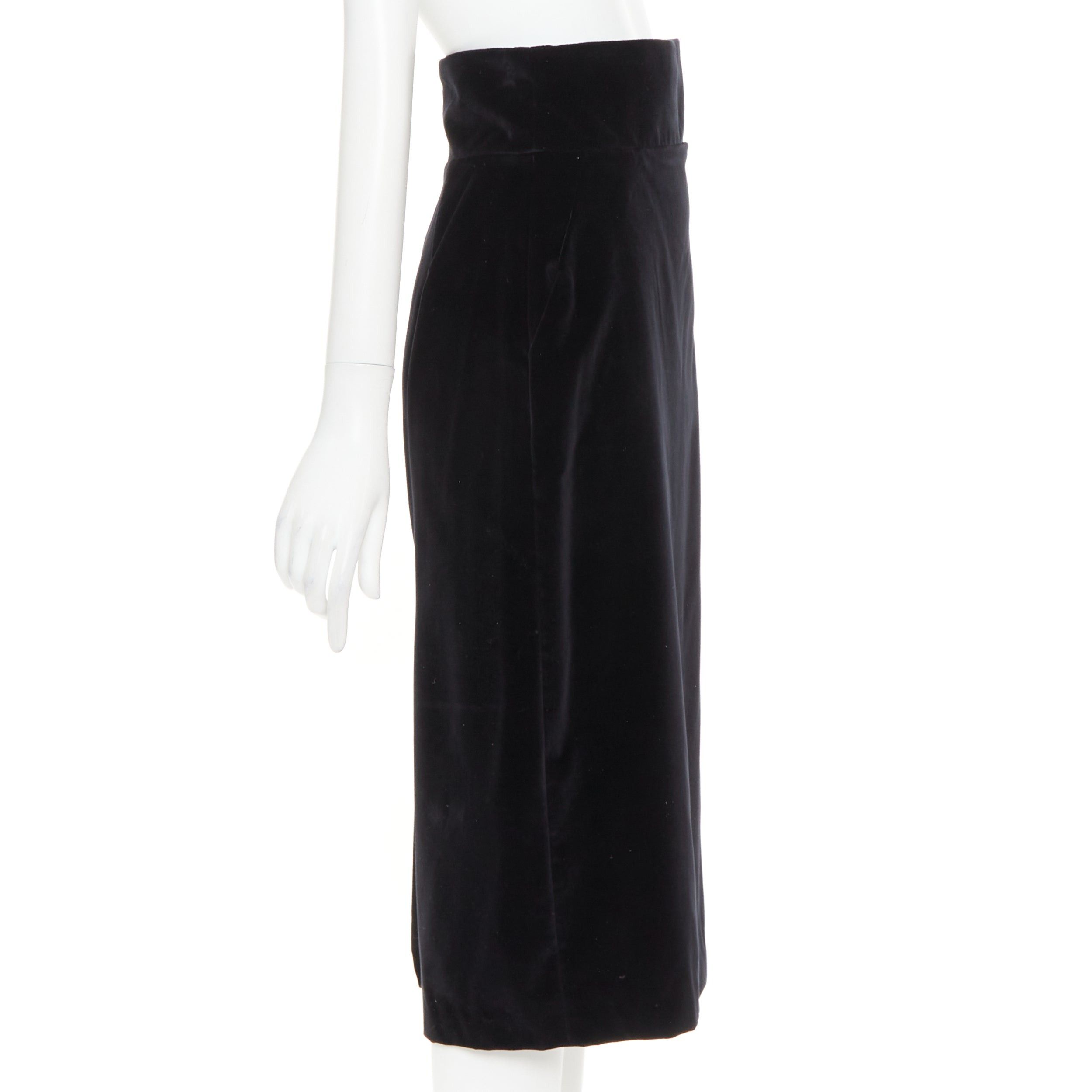 Alexandre Vauthier ALEXANDRE VAUTHIER black velvet high waisted duo pocket back slit pencil skirt Size 25" / US 0 / IT 36 - 3 Thumbnail
