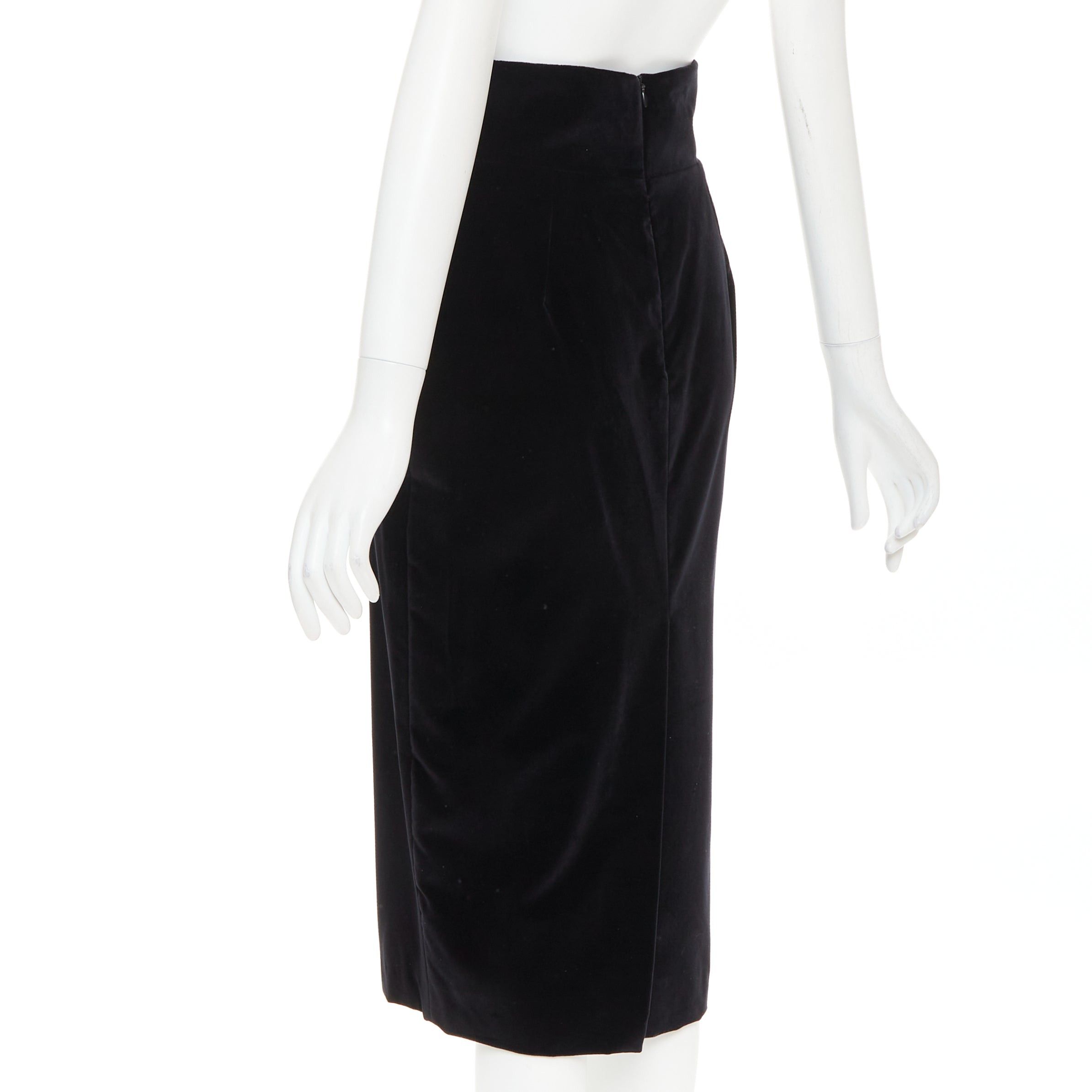 Alexandre Vauthier ALEXANDRE VAUTHIER black velvet high waisted duo pocket back slit pencil skirt Size 25" / US 0 / IT 36 - 5 Thumbnail