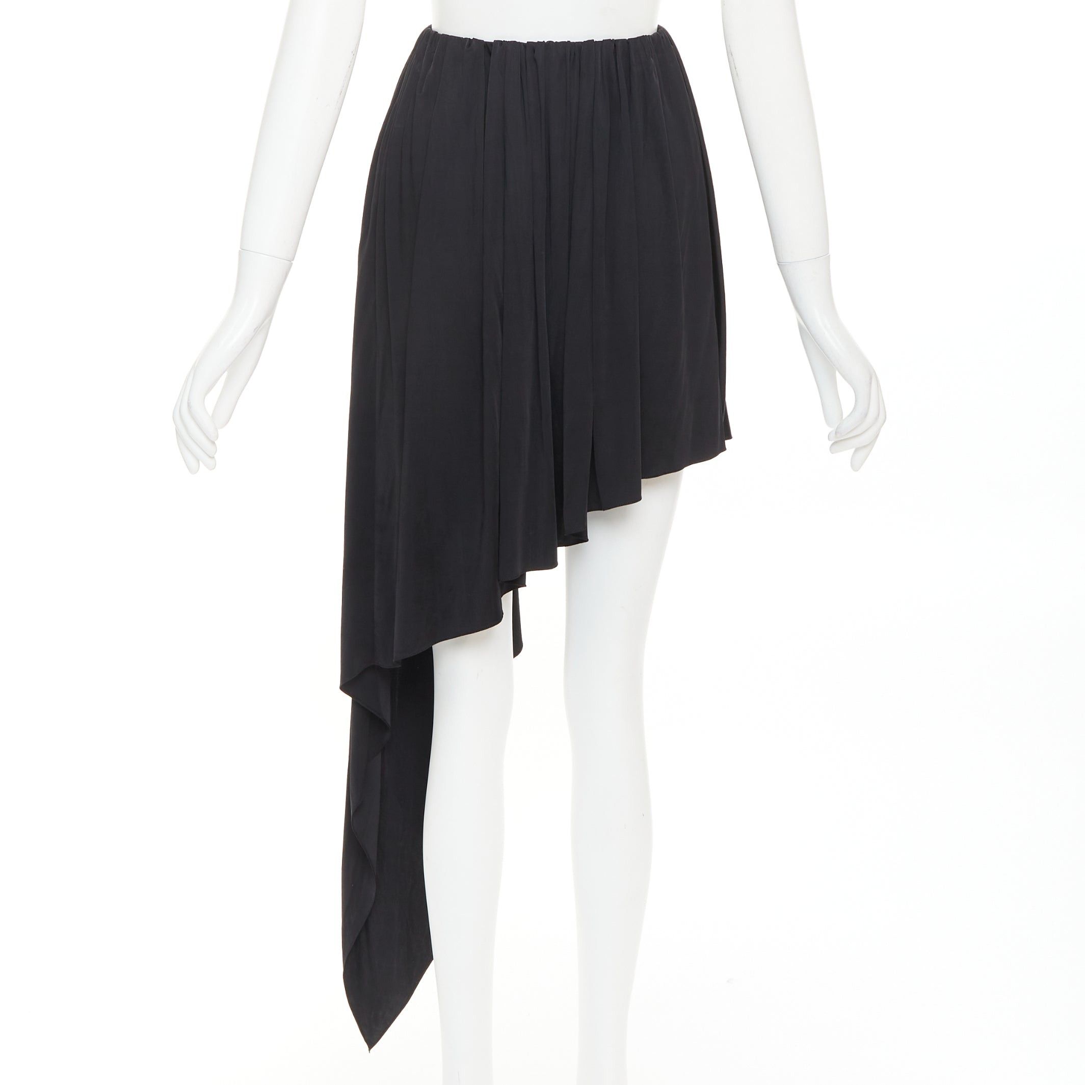 Alexandre Vauthier ALEXANDRE VAUTHIER black shiny stretch jersey asymmetric drape skirt Size 25" / US 0 / IT 36 - 5 Thumbnail