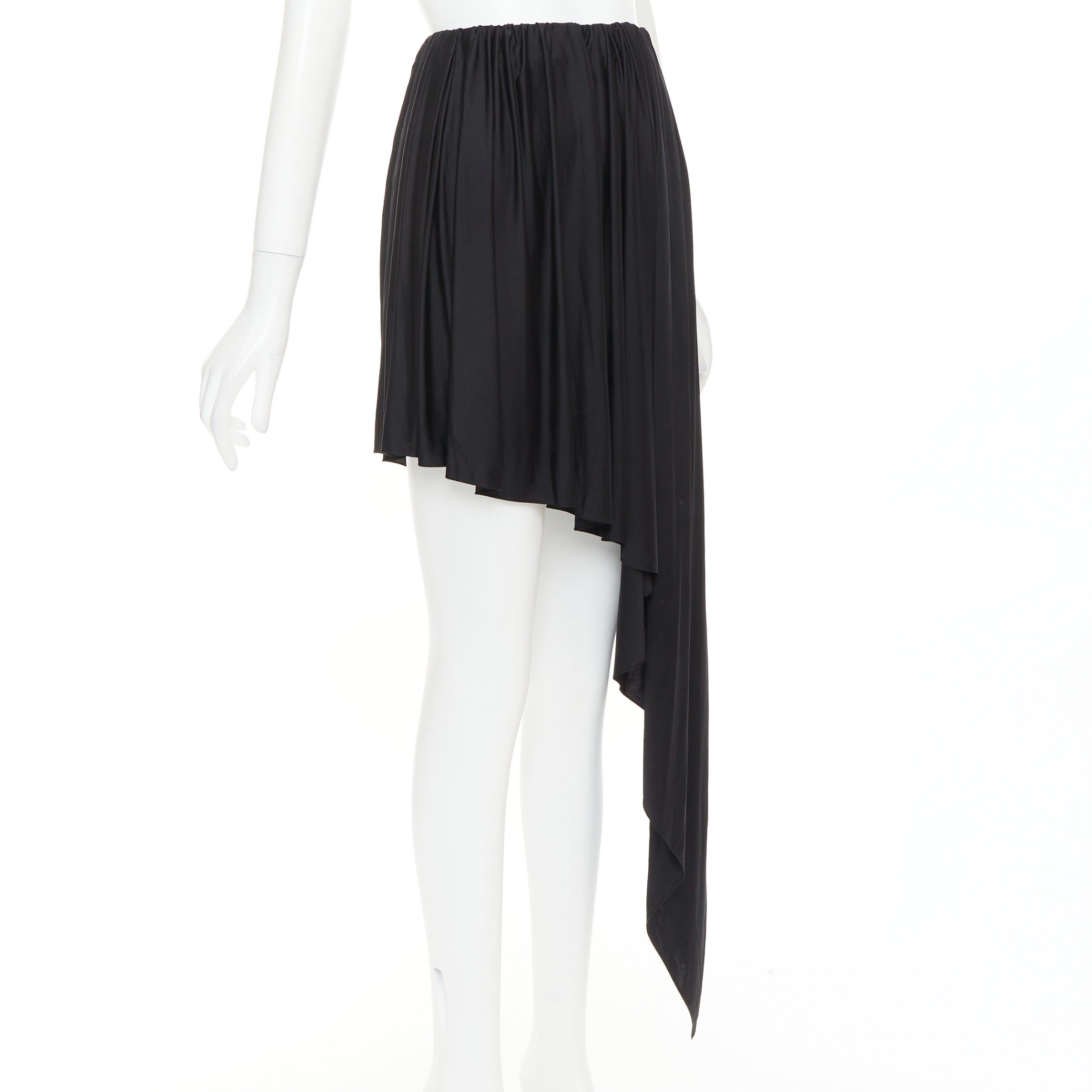 Alexandre Vauthier ALEXANDRE VAUTHIER black shiny stretch jersey asymmetric drape skirt Size 25" / US 0 / IT 36 - 3 Thumbnail