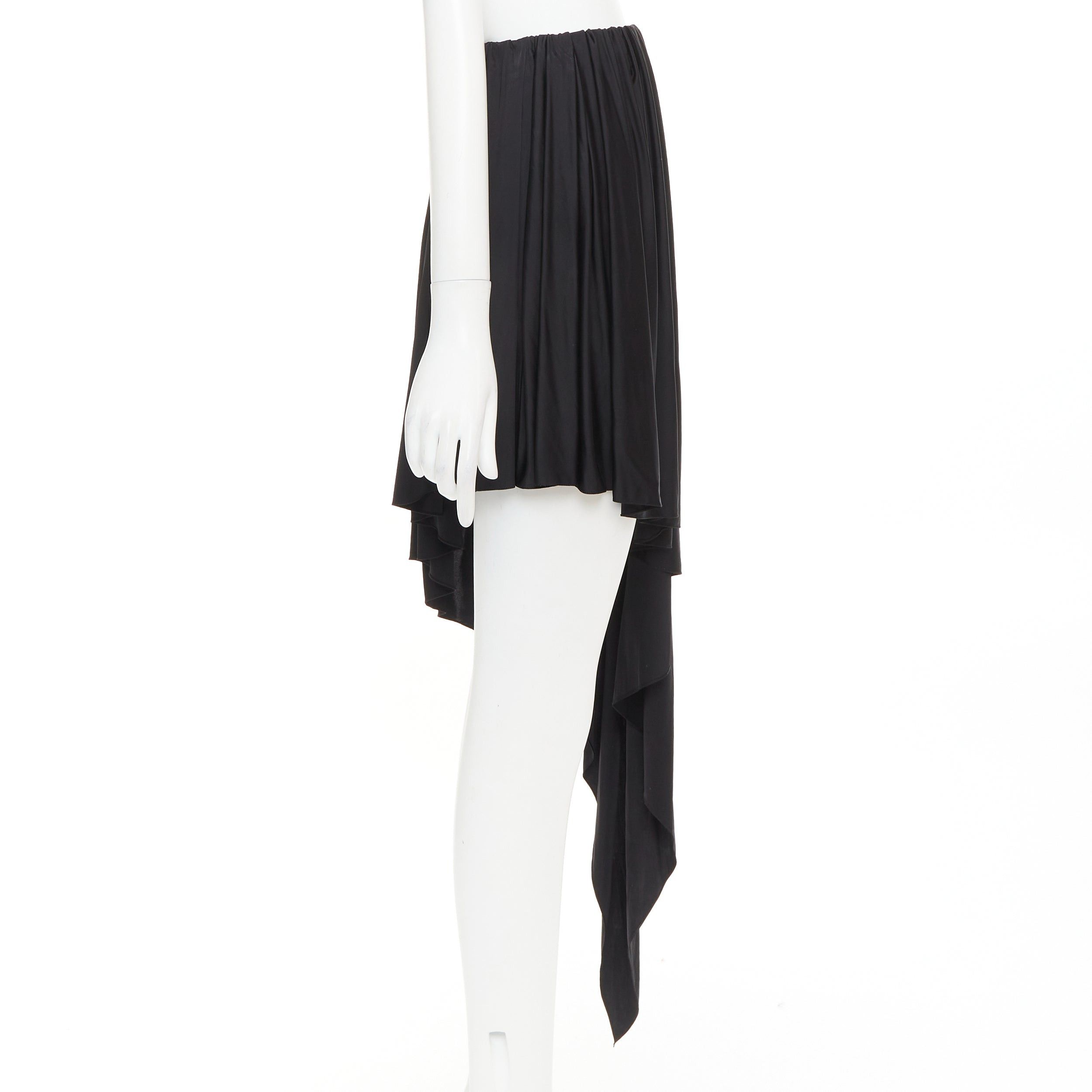Alexandre Vauthier ALEXANDRE VAUTHIER black shiny stretch jersey asymmetric drape skirt Size 25" / US 0 / IT 36 - 4 Thumbnail