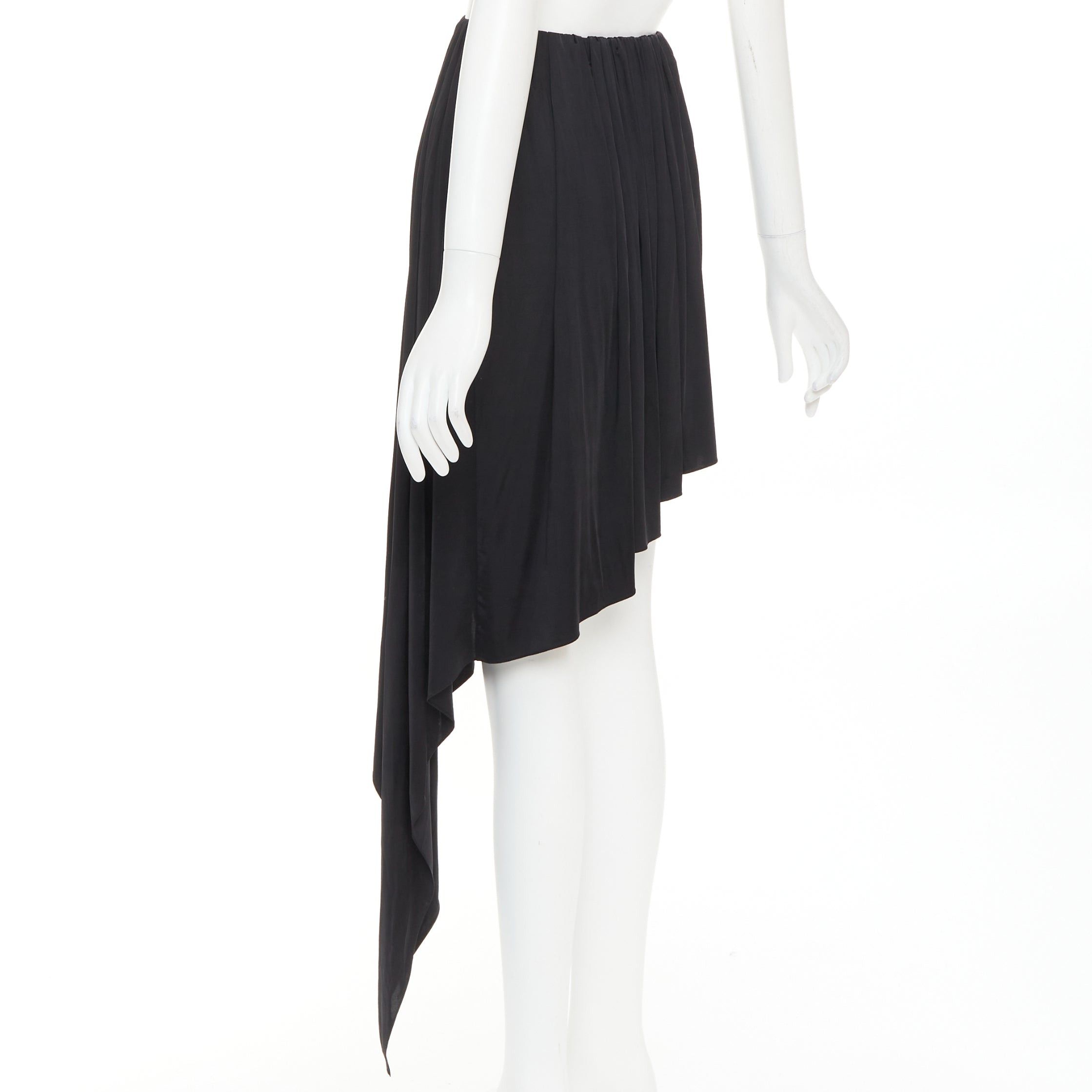 Alexandre Vauthier ALEXANDRE VAUTHIER black shiny stretch jersey asymmetric drape skirt Size 25" / US 0 / IT 36 - 6 Thumbnail