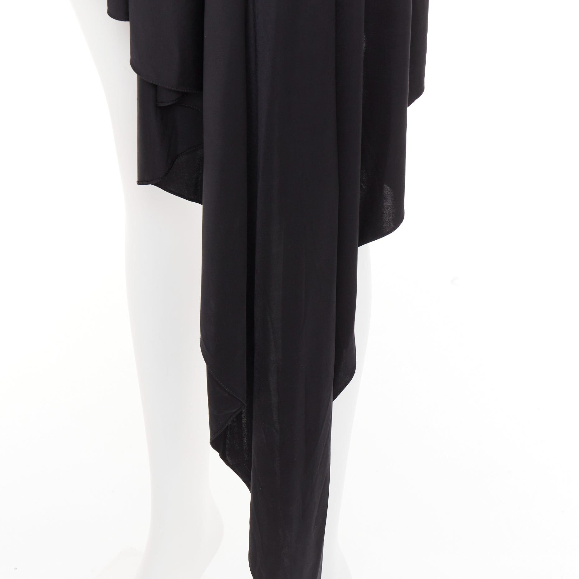 Alexandre Vauthier ALEXANDRE VAUTHIER black shiny stretch jersey asymmetric drape skirt Size 25" / US 0 / IT 36 - 7 Thumbnail