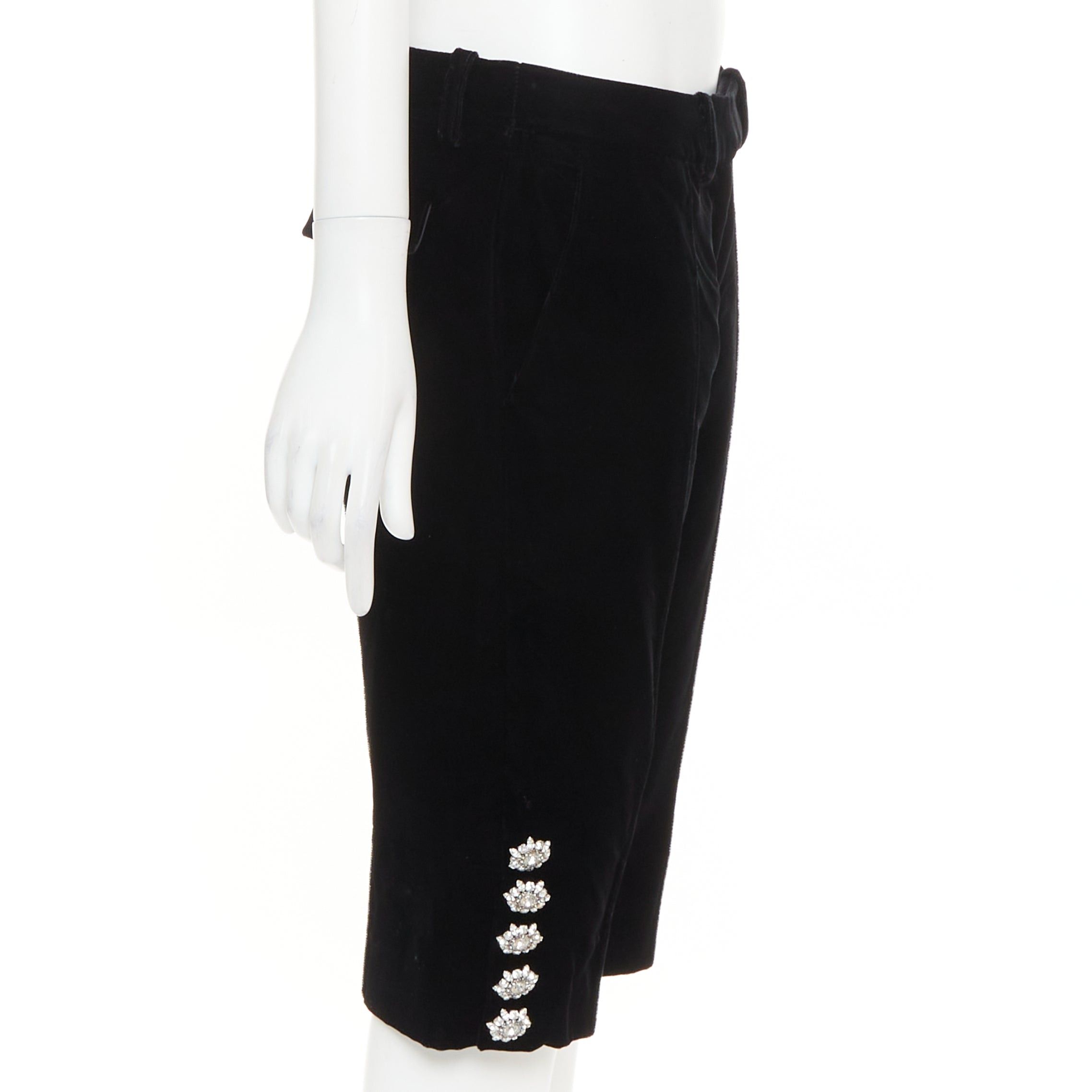 Alexandre Vauthier ALEXANDRE VAUTHIER COUTURE black velvet flower crystal button embellished knee pants Size 26" / US 2 / IT 38 - 4 Thumbnail