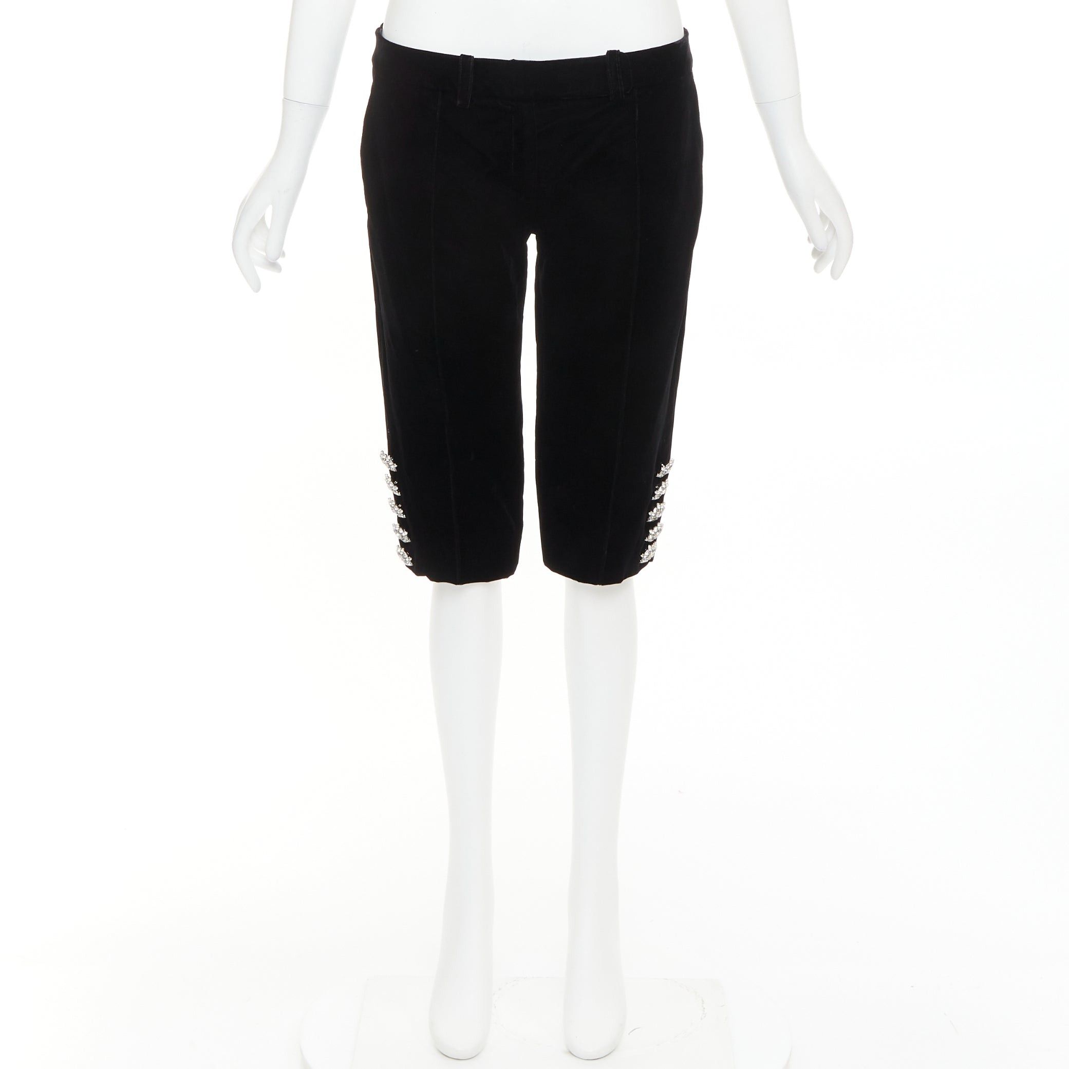 Alexandre Vauthier ALEXANDRE VAUTHIER COUTURE black velvet flower crystal button embellished knee pants Size 26" / US 2 / IT 38 - 9 Thumbnail
