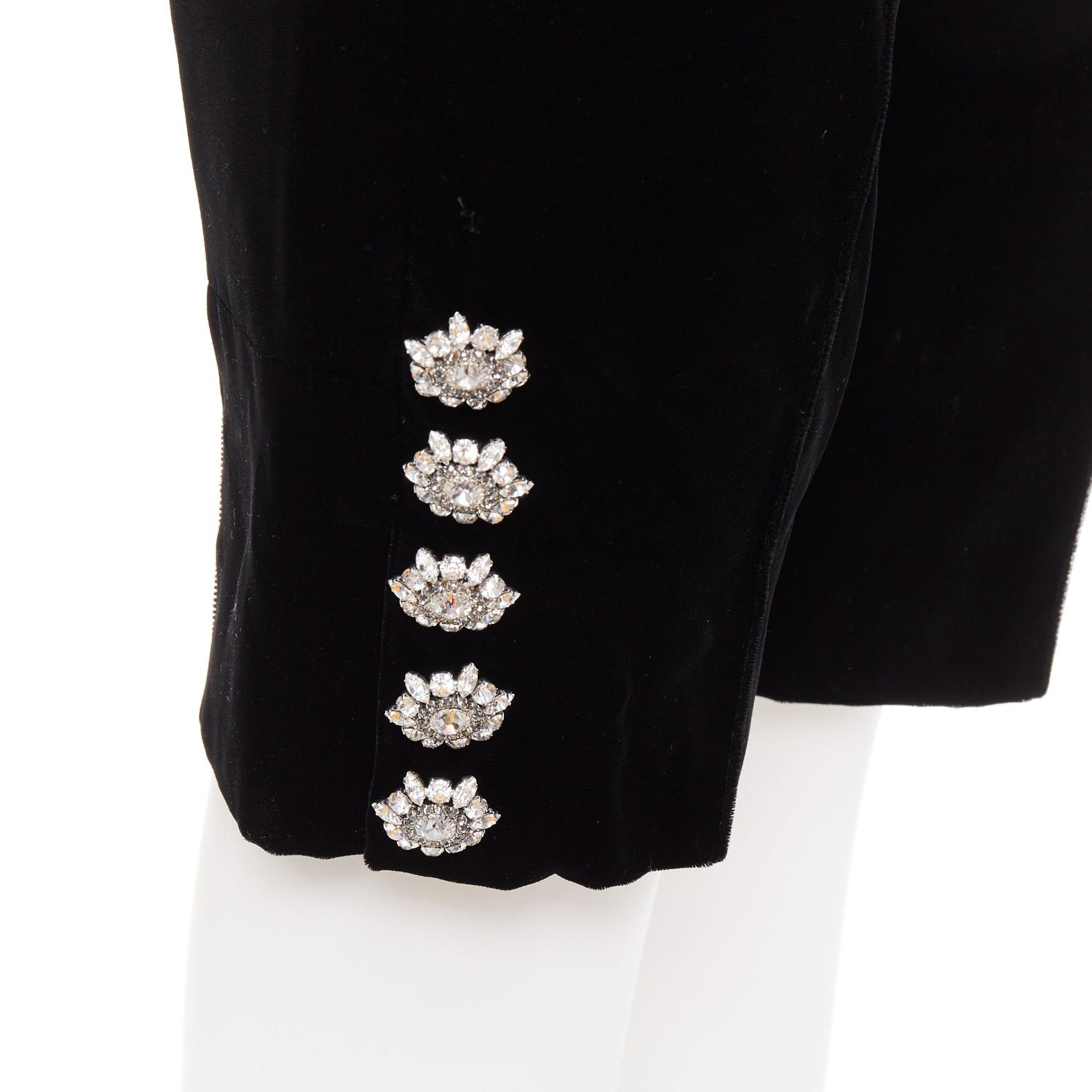 Alexandre Vauthier ALEXANDRE VAUTHIER COUTURE black velvet flower crystal button embellished knee pants Size 26" / US 2 / IT 38 - 2 Thumbnail