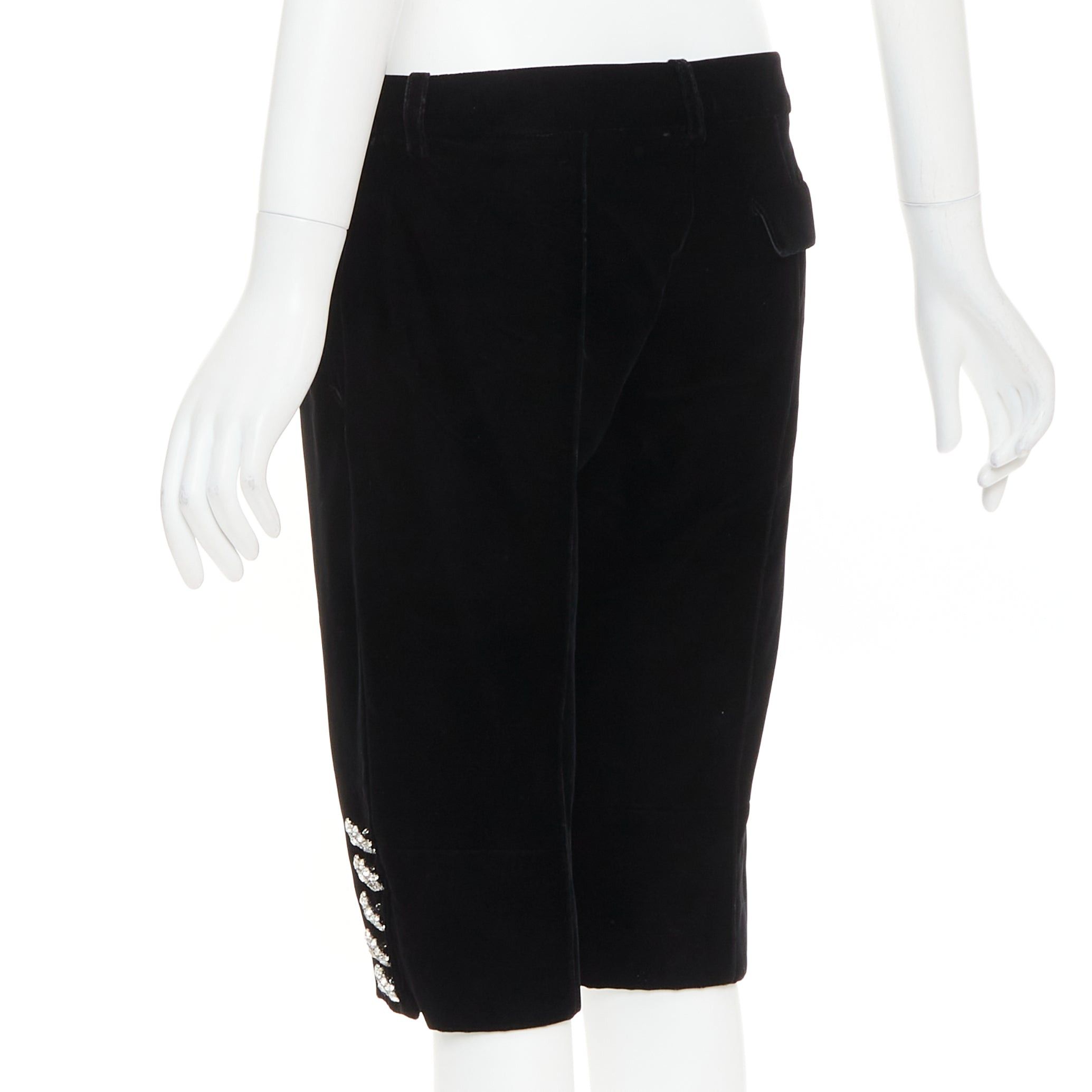 Alexandre Vauthier ALEXANDRE VAUTHIER COUTURE black velvet flower crystal button embellished knee pants Size 26" / US 2 / IT 38 - 5 Thumbnail