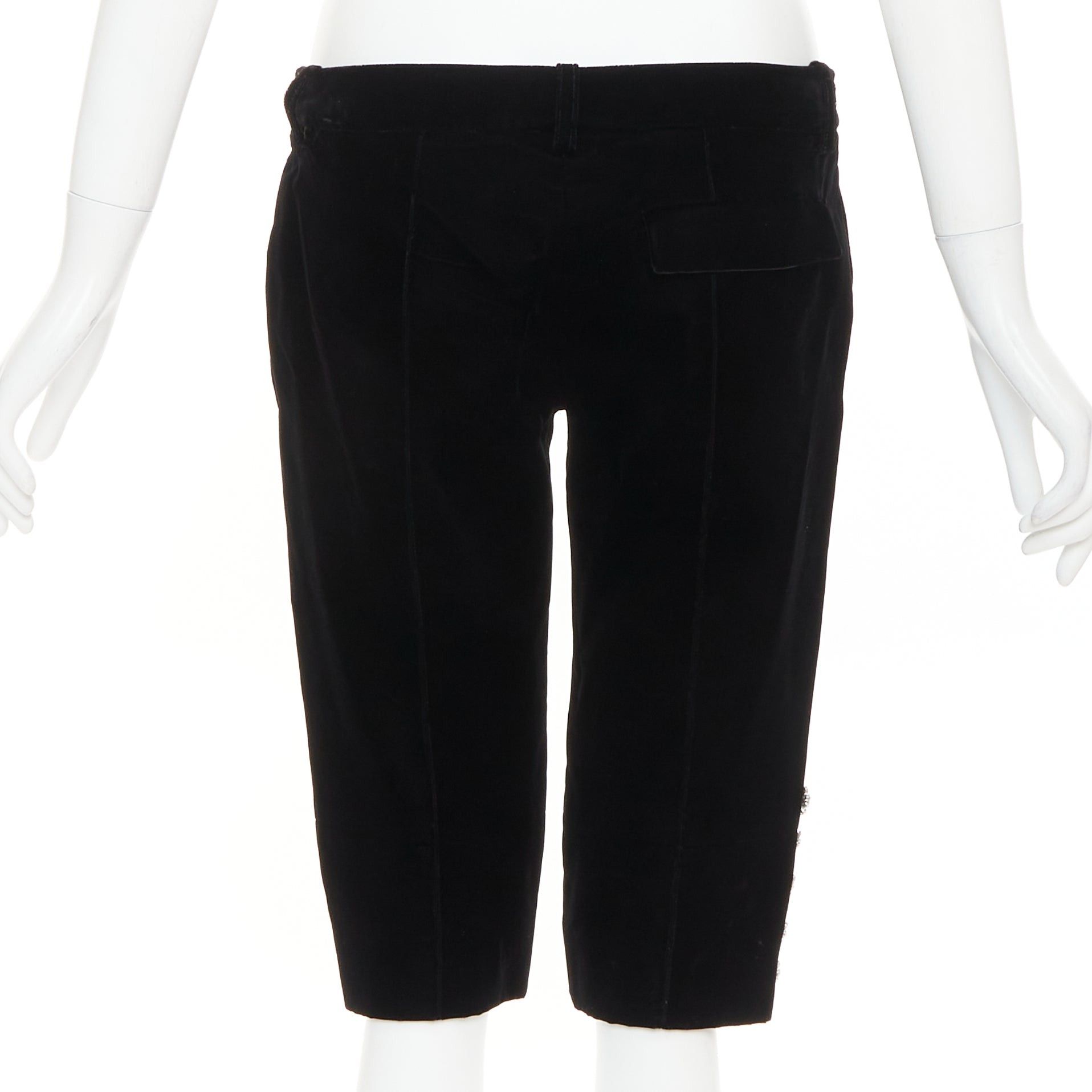 Alexandre Vauthier ALEXANDRE VAUTHIER COUTURE black velvet flower crystal button embellished knee pants Size 26" / US 2 / IT 38 - 6 Thumbnail