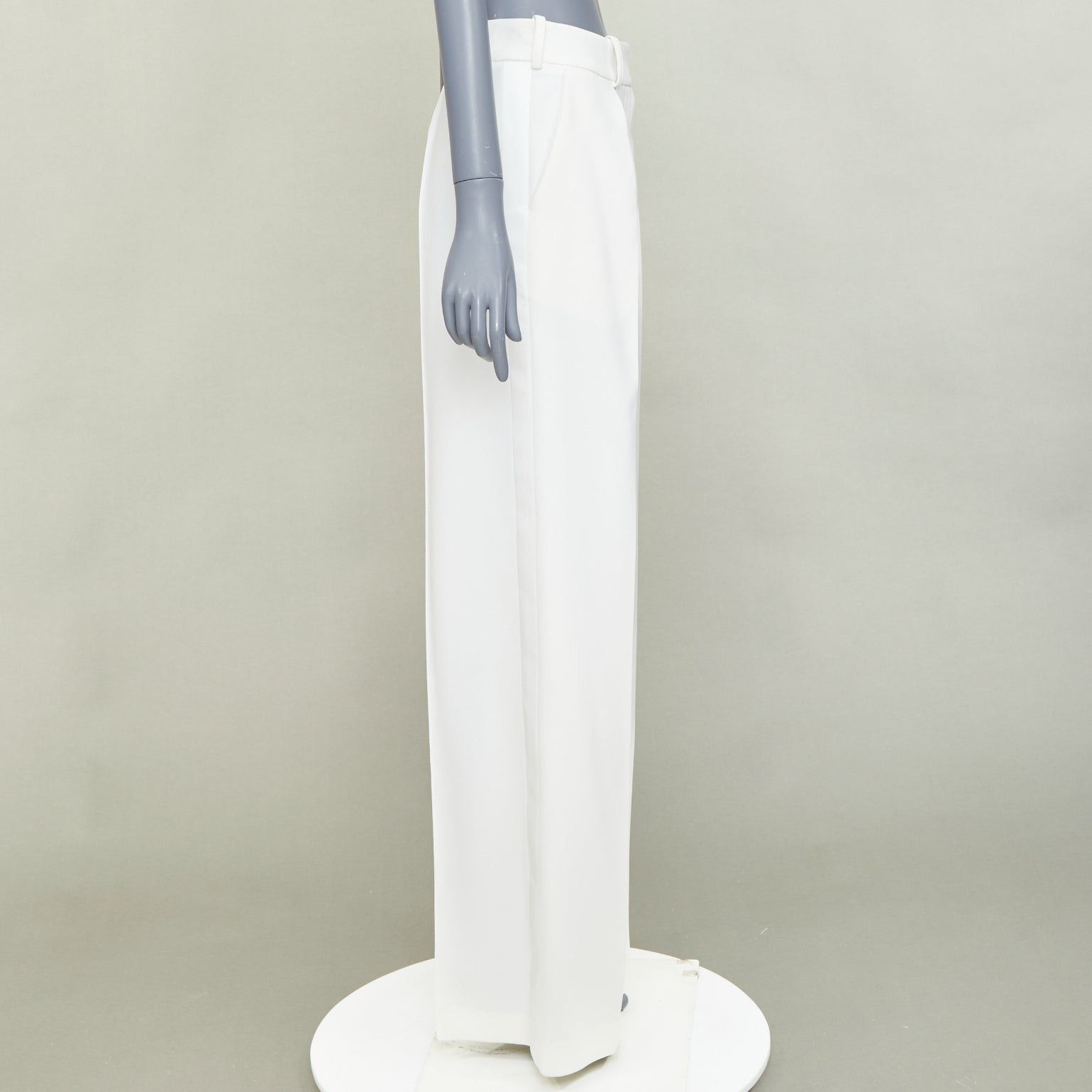 Alexandre Vauthier ALEXANDRE VAUTHIER white satin trim pleated front wide pants FR36 S Size 26" / US 2 / IT 38 - 4 Thumbnail