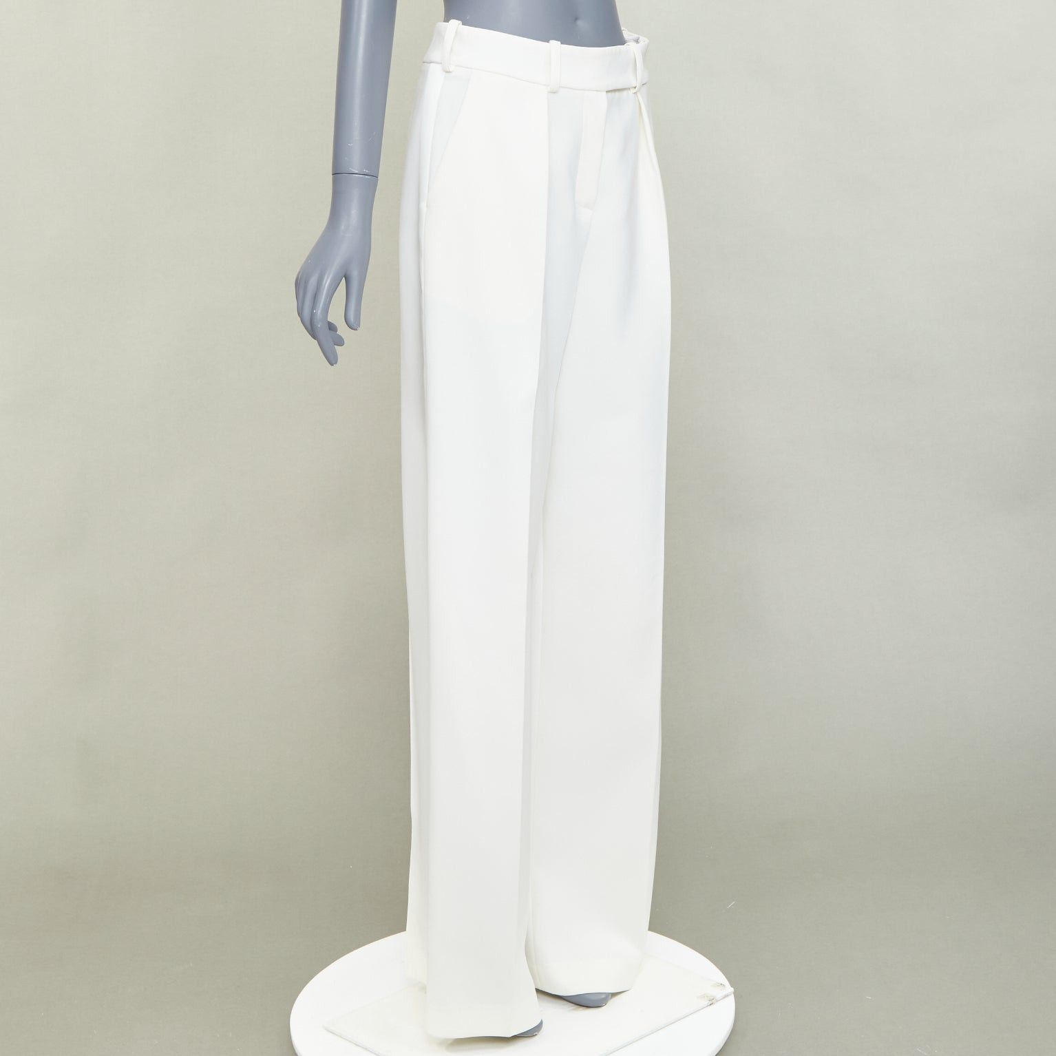 Alexandre Vauthier ALEXANDRE VAUTHIER white satin trim pleated front wide pants FR36 S Size 26" / US 2 / IT 38 - 3 Thumbnail