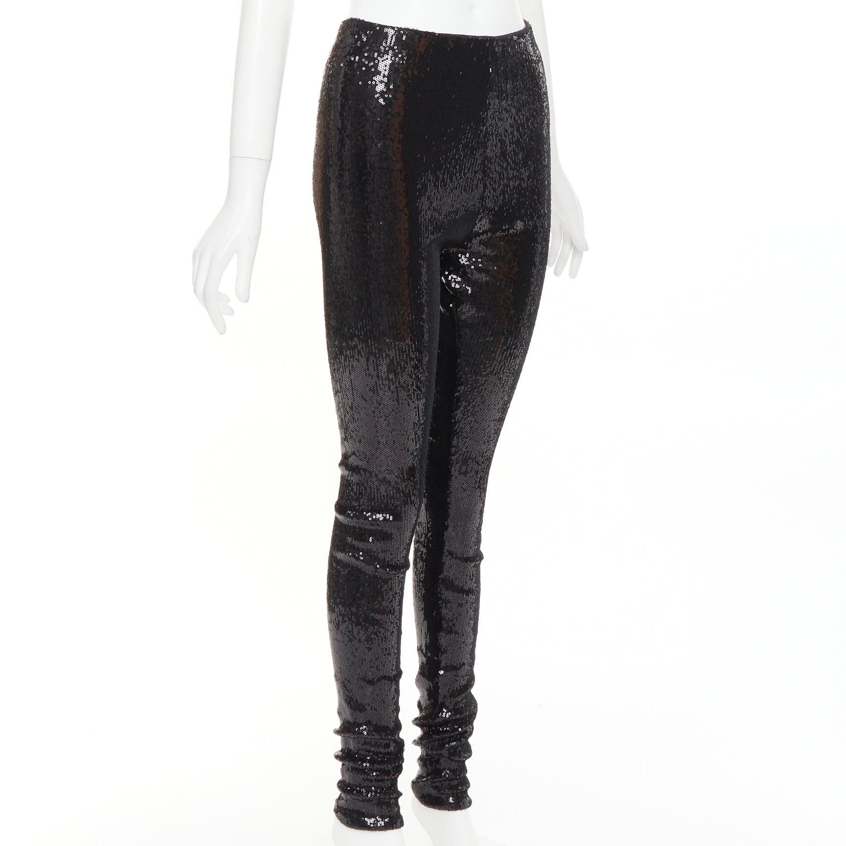 Alexandre Vauthier ALEXANDRE VAUTHIER black pailette sequins stretchy legging pants Size 26" / US 2 / IT 38 - 3 Thumbnail