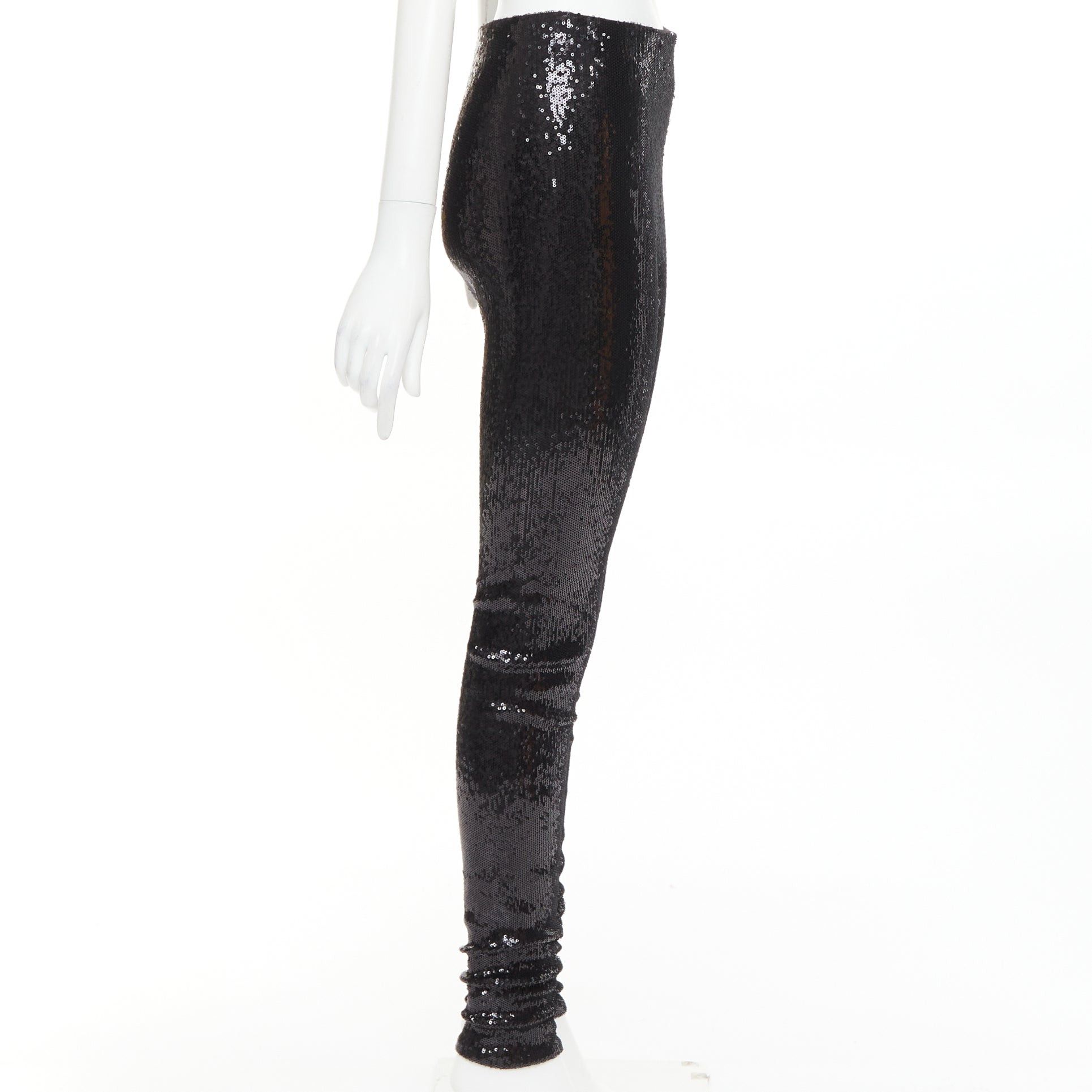 Alexandre Vauthier ALEXANDRE VAUTHIER black pailette sequins stretchy legging pants Size 26" / US 2 / IT 38 - 4 Thumbnail