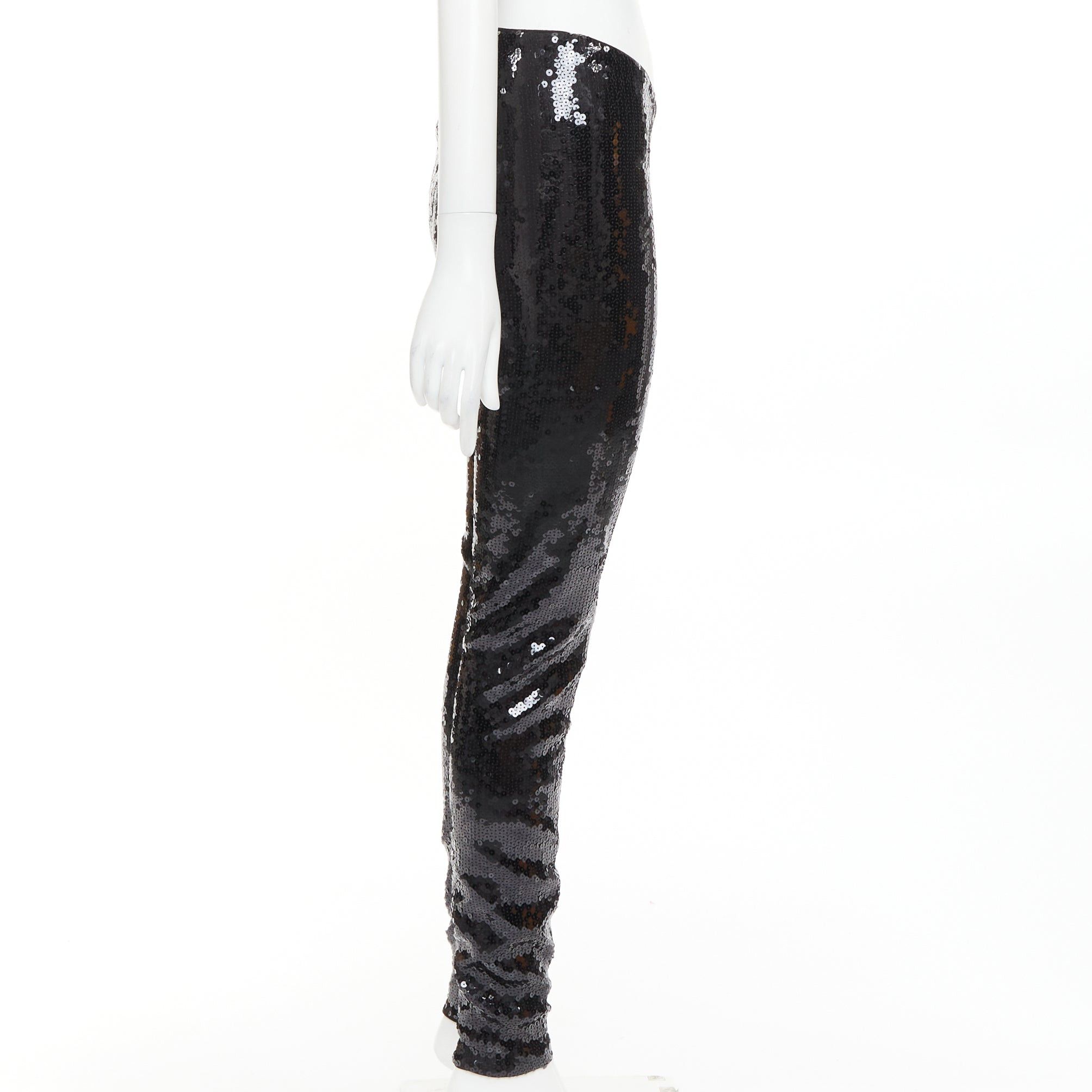 Alexandre Vauthier ALEXANDRE VAUTHIER COUTURE SS2025 Runway black paillette sequin stretch legging pants Size 26" / US 2 / IT 38 - 4 Thumbnail