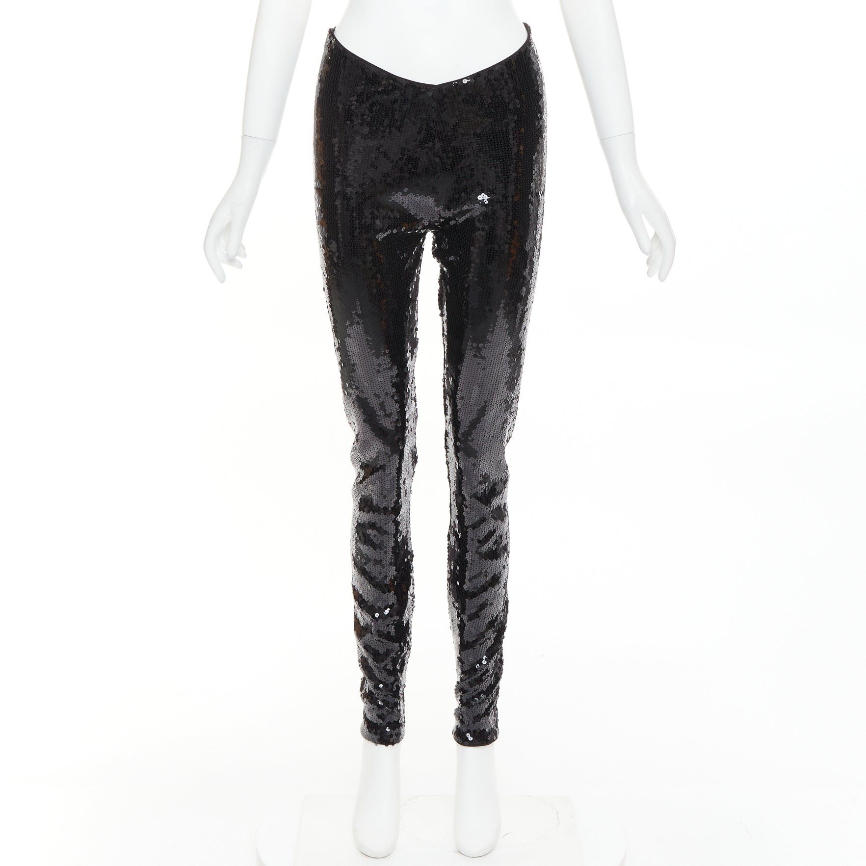 Alexandre Vauthier ALEXANDRE VAUTHIER COUTURE SS2025 Runway black paillette sequin stretch legging pants Size 26" / US 2 / IT 38 - 9 Thumbnail