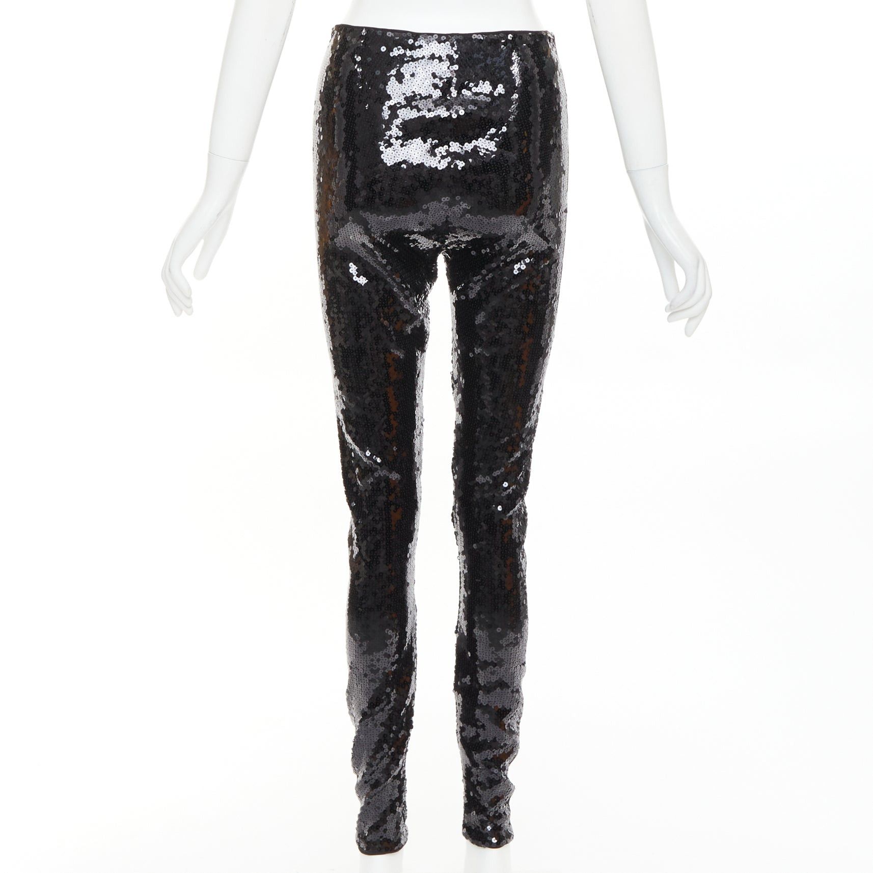 Alexandre Vauthier ALEXANDRE VAUTHIER COUTURE SS2025 Runway black paillette sequin stretch legging pants Size 26" / US 2 / IT 38 - 5 Thumbnail