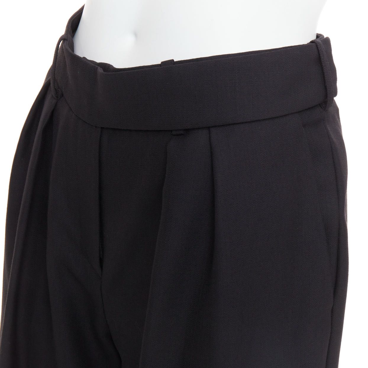 Alexandre Vauthier ALEXANDRE VAUTHIER AW2021 black double front dart wide leg pants Size 26" / US 2 / IT 38 - 2 Thumbnail
