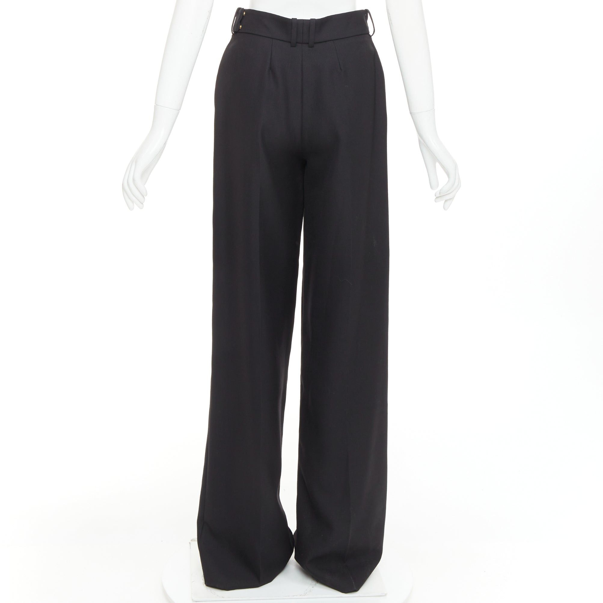 Alexandre Vauthier ALEXANDRE VAUTHIER AW2021 black double front dart wide leg pants Size 26" / US 2 / IT 38 - 5 Thumbnail