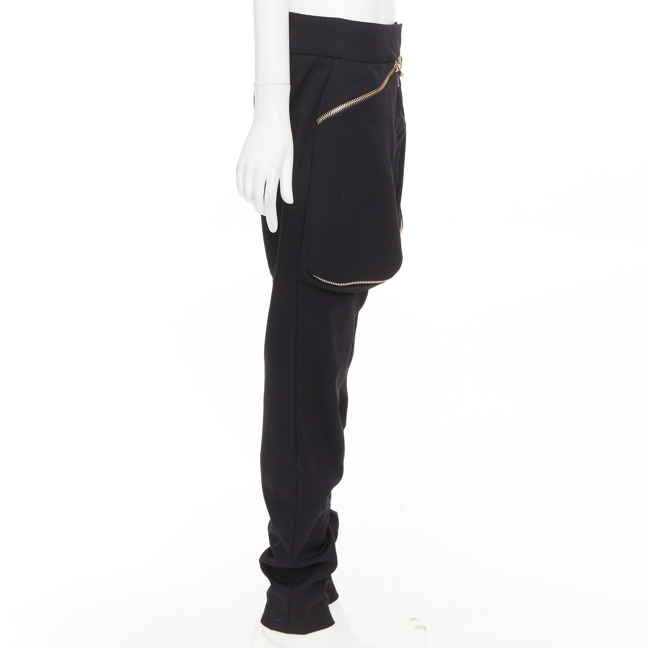 Alexandre Vauthier ALEXANDRE VAUTHIER COUTURE SS2016 Runway black gold zipper cargo pocket harem pants Size 26" / US 2 / IT 38 - 4 Thumbnail