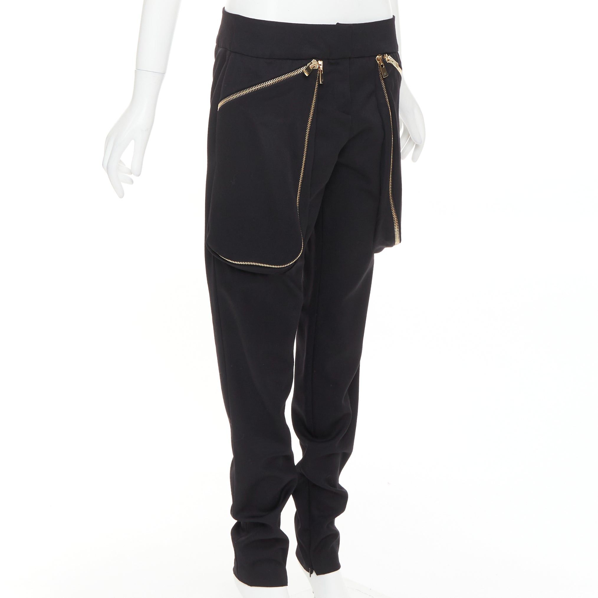 Alexandre Vauthier ALEXANDRE VAUTHIER COUTURE SS2016 Runway black gold zipper cargo pocket harem pants Size 26" / US 2 / IT 38 - 3 Thumbnail