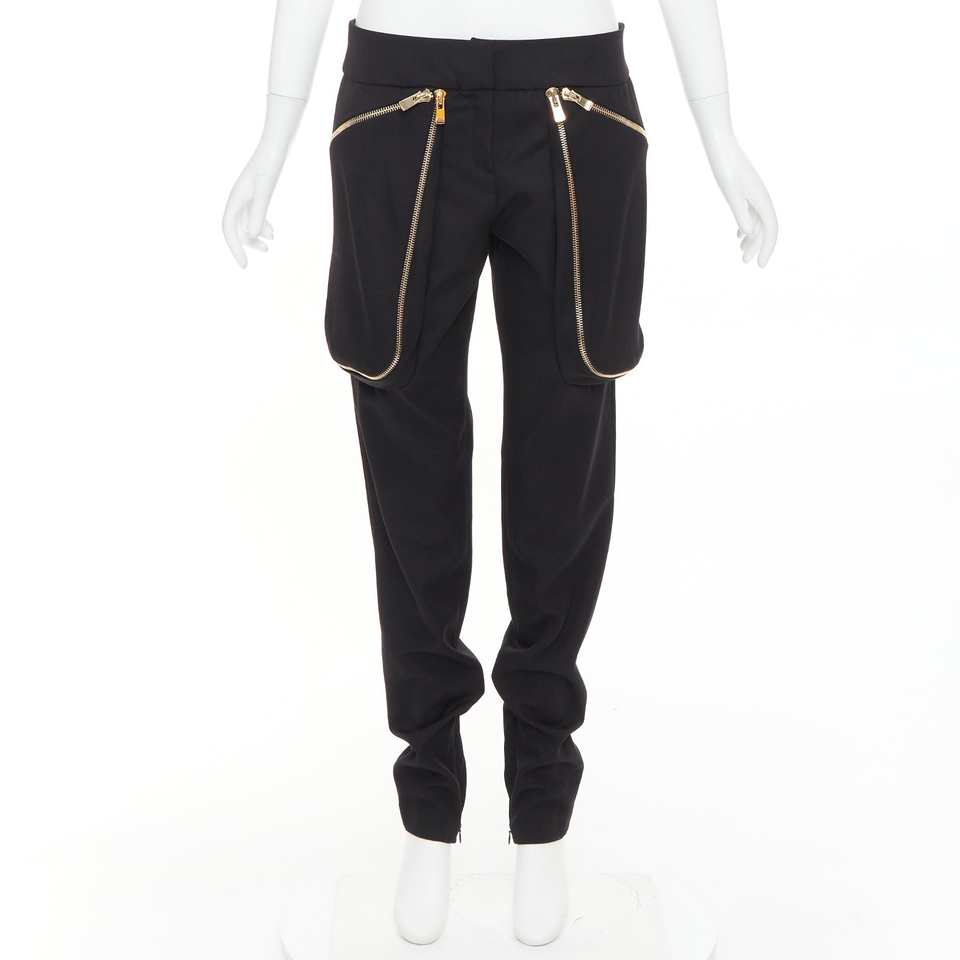 Alexandre Vauthier ALEXANDRE VAUTHIER COUTURE SS2016 Runway black gold zipper cargo pocket harem pants Size 26" / US 2 / IT 38 - 9 Thumbnail