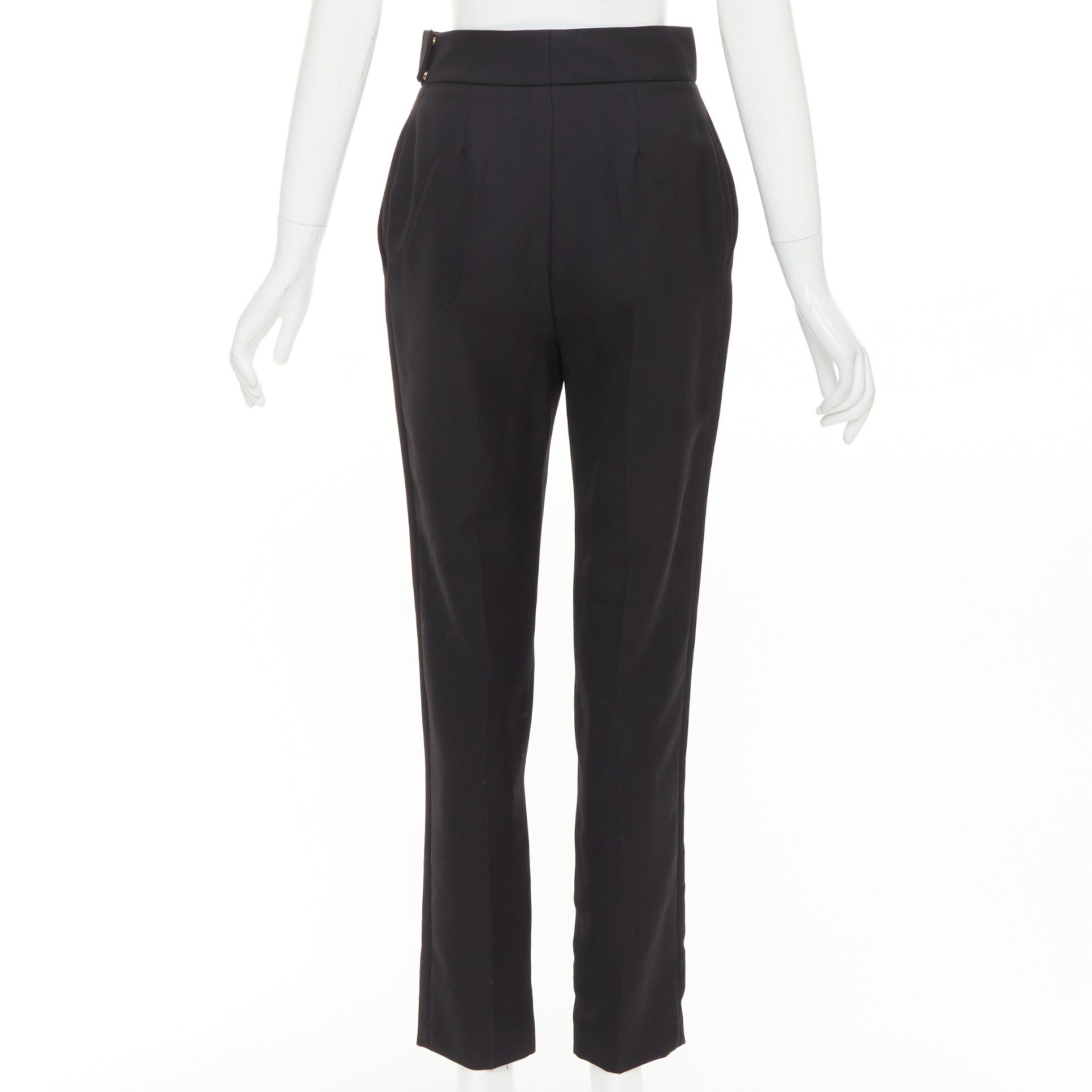 Alexandre Vauthier ALEXANDRE VAUTHIER black wool blend high waisted slim leg cropped pants Size 26" / US 2 / IT 38 - 5 Thumbnail