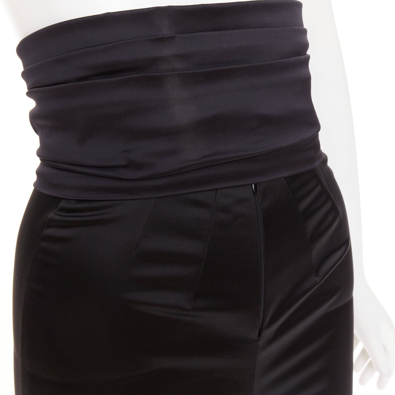Alexandre Vauthier ALEXANDRE VAUTHIER black shiny high waisted wide cummerbund belt pants Size 26" / US 2 / IT 38 - 2 Thumbnail