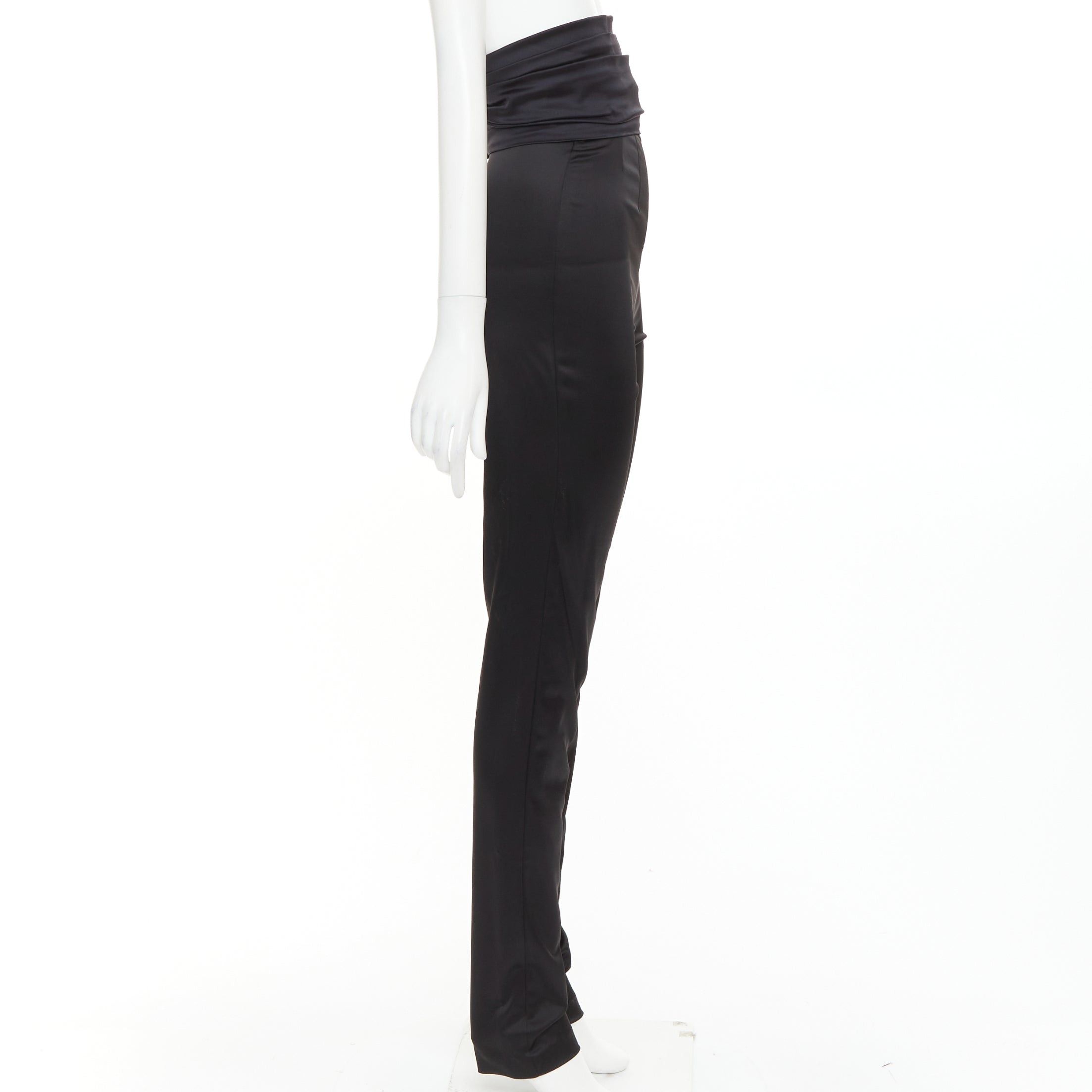 Alexandre Vauthier ALEXANDRE VAUTHIER black shiny high waisted wide cummerbund belt pants Size 26" / US 2 / IT 38 - 4 Thumbnail