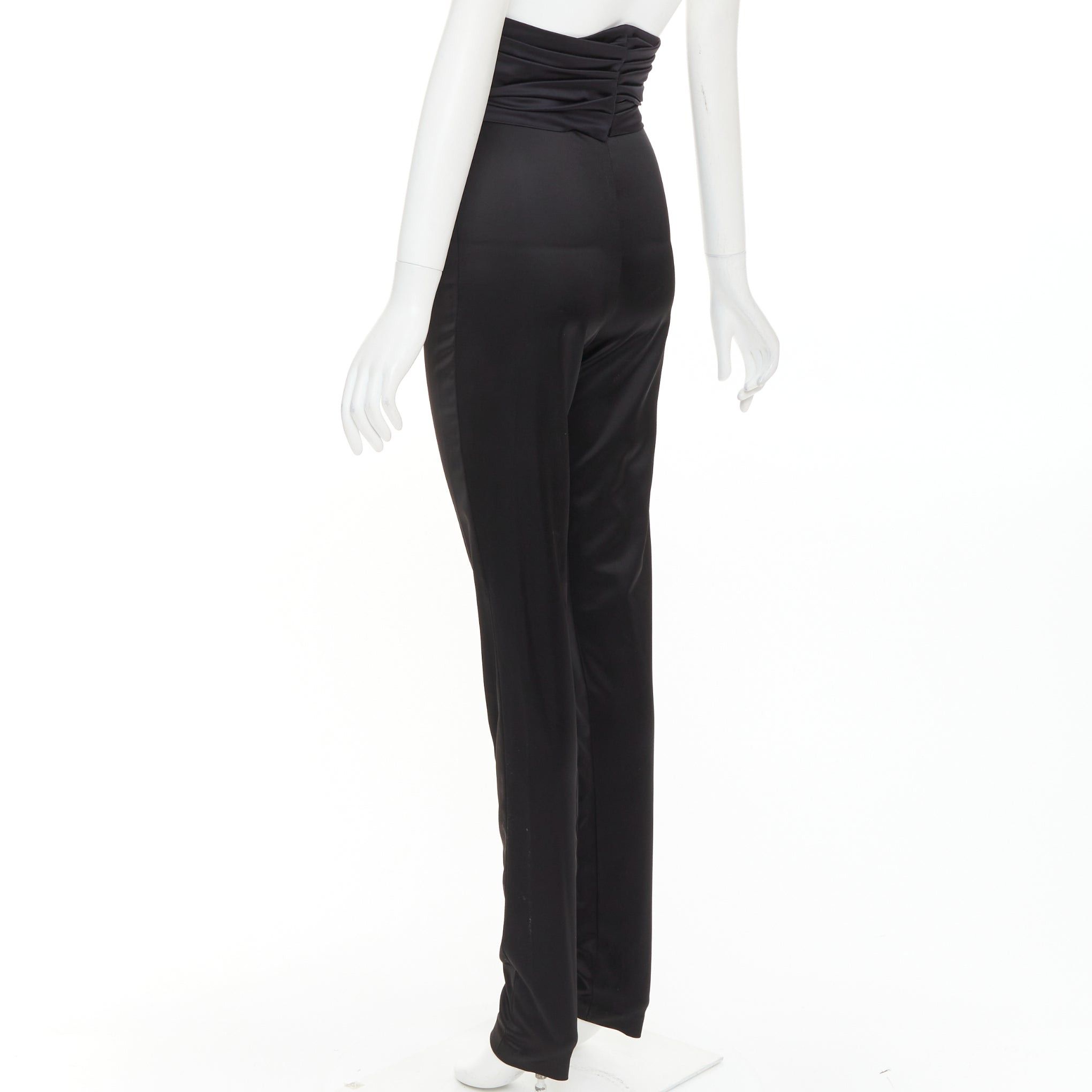 Alexandre Vauthier ALEXANDRE VAUTHIER black shiny high waisted wide cummerbund belt pants Size 26" / US 2 / IT 38 - 6 Thumbnail