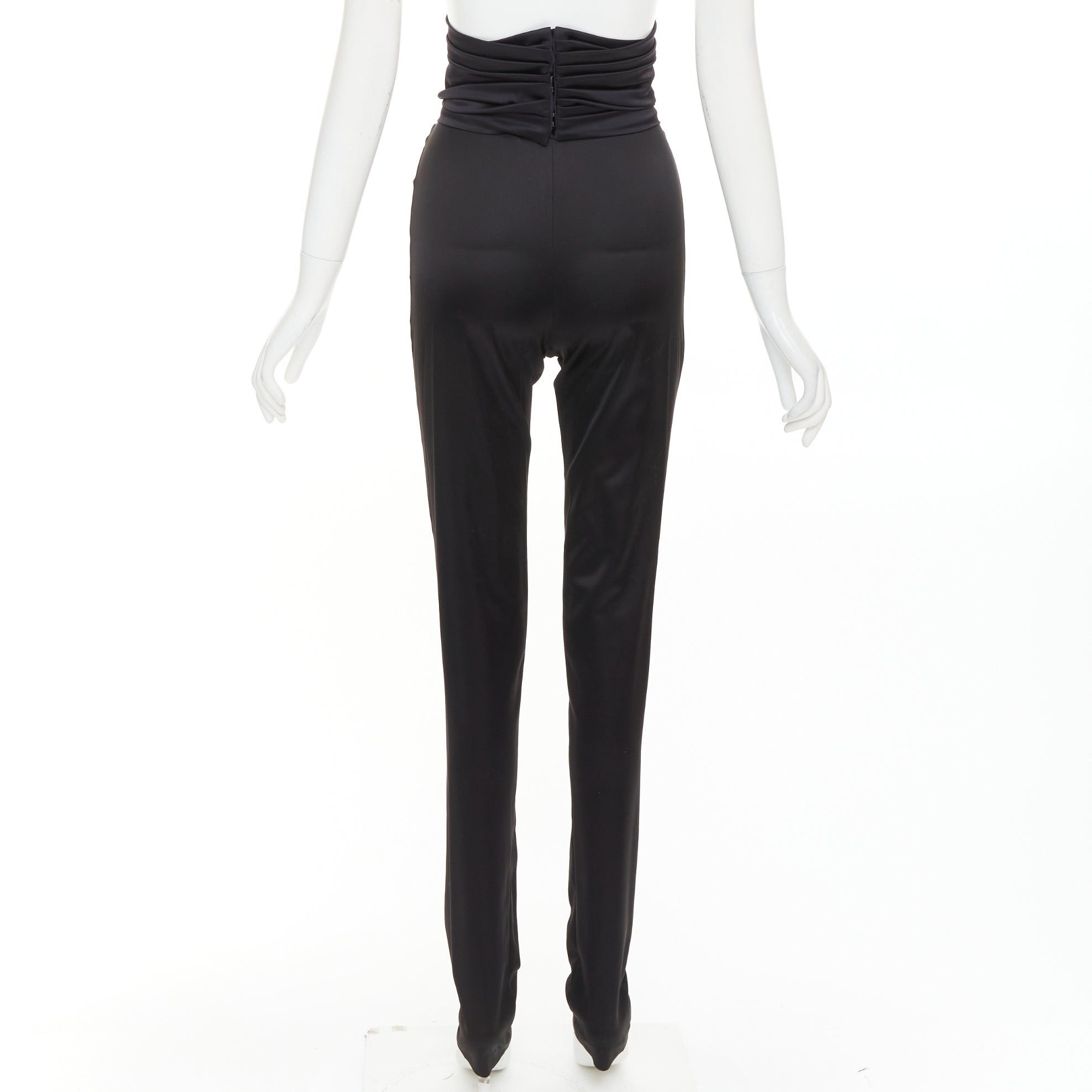 Alexandre Vauthier ALEXANDRE VAUTHIER black shiny high waisted wide cummerbund belt pants Size 26" / US 2 / IT 38 - 5 Thumbnail