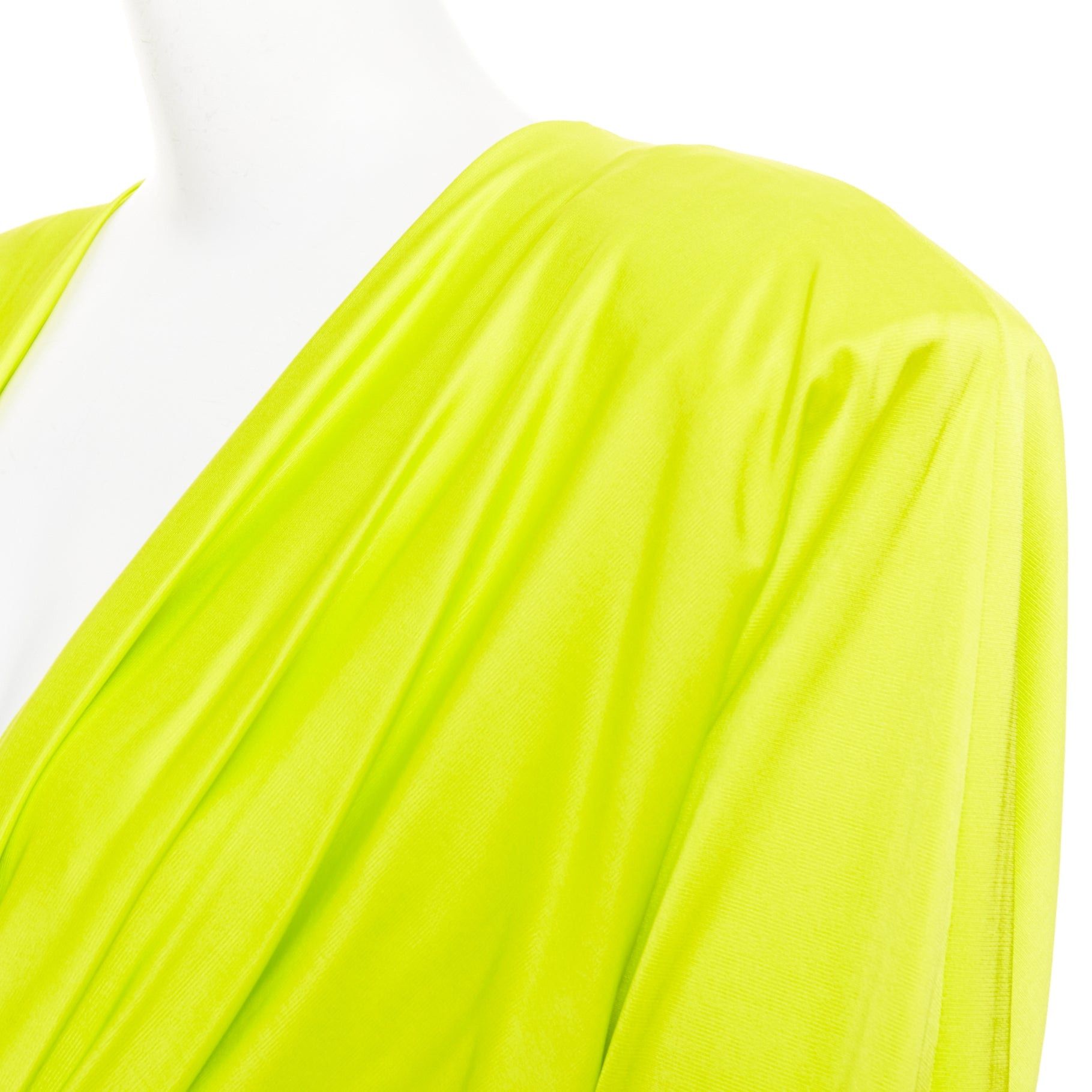 Alexandre Vauthier ALEXANDRE VAUTHIER neon yellow viscose Power shoulder plunge drape dress Size S / US 4 / IT 40 - 8 Thumbnail
