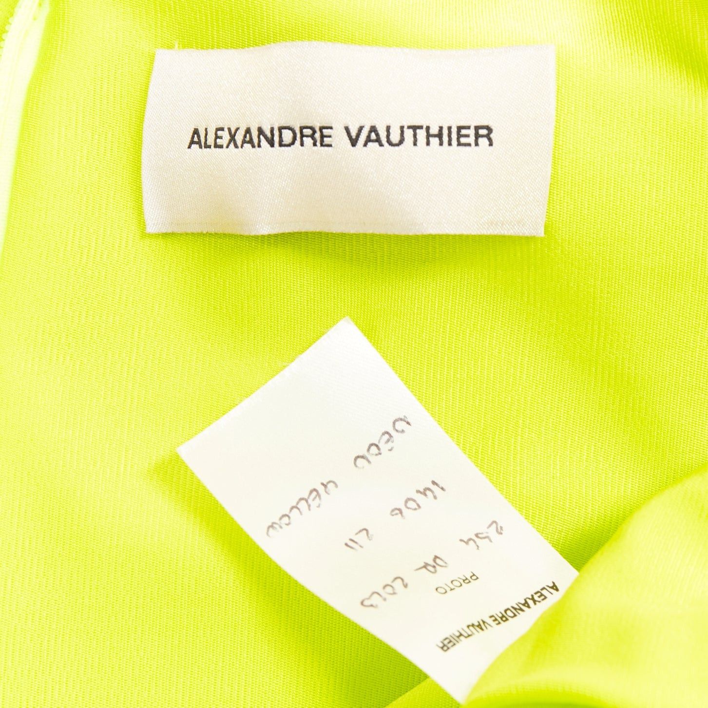 Alexandre Vauthier ALEXANDRE VAUTHIER neon yellow viscose Power shoulder plunge drape dress Size S / US 4 / IT 40 - 10 Thumbnail