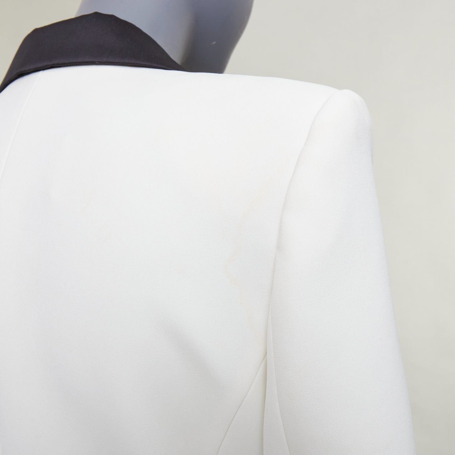Alexandre Vauthier ALEXANDRE VAUTHIER off white black satin lapel double breasted tuxedo jacket Size S / US 4 / IT 40 - 9 Thumbnail