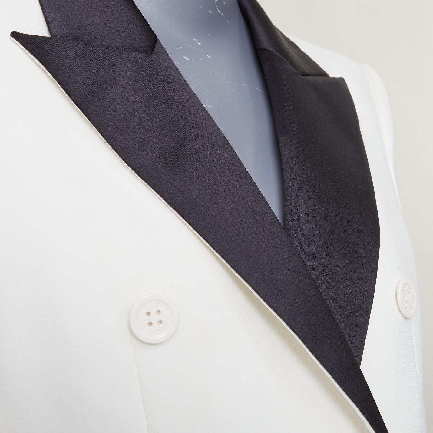 Alexandre Vauthier ALEXANDRE VAUTHIER off white black satin lapel double breasted tuxedo jacket Size S / US 4 / IT 40 - 2 Thumbnail