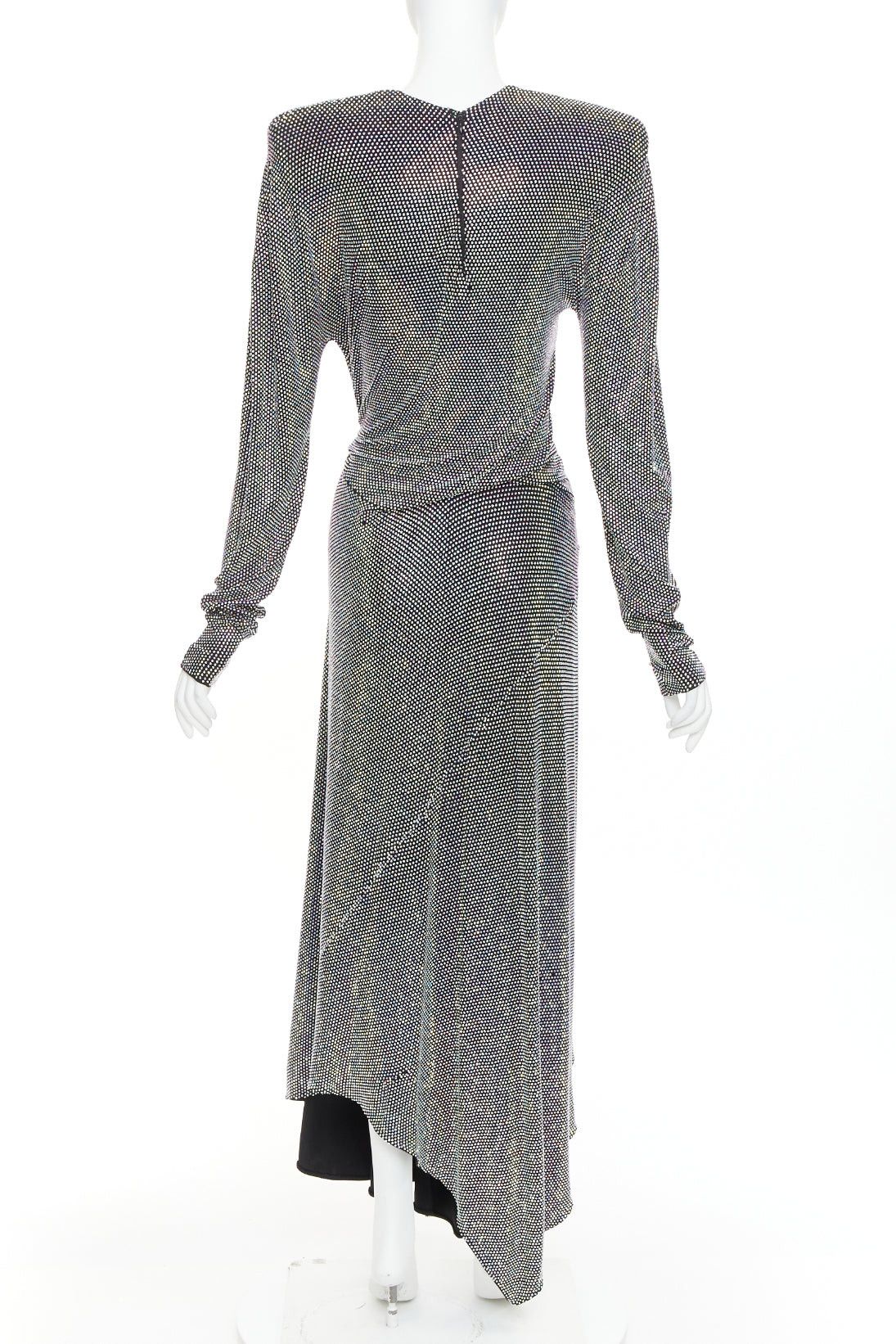 Alexandre Vauthier ALEXANDRE VAUTHIER COUTURE SS2021 Runway black aurore boreale crystal strass gathered power dress Size S / US 4 / IT 40 - 5 Thumbnail