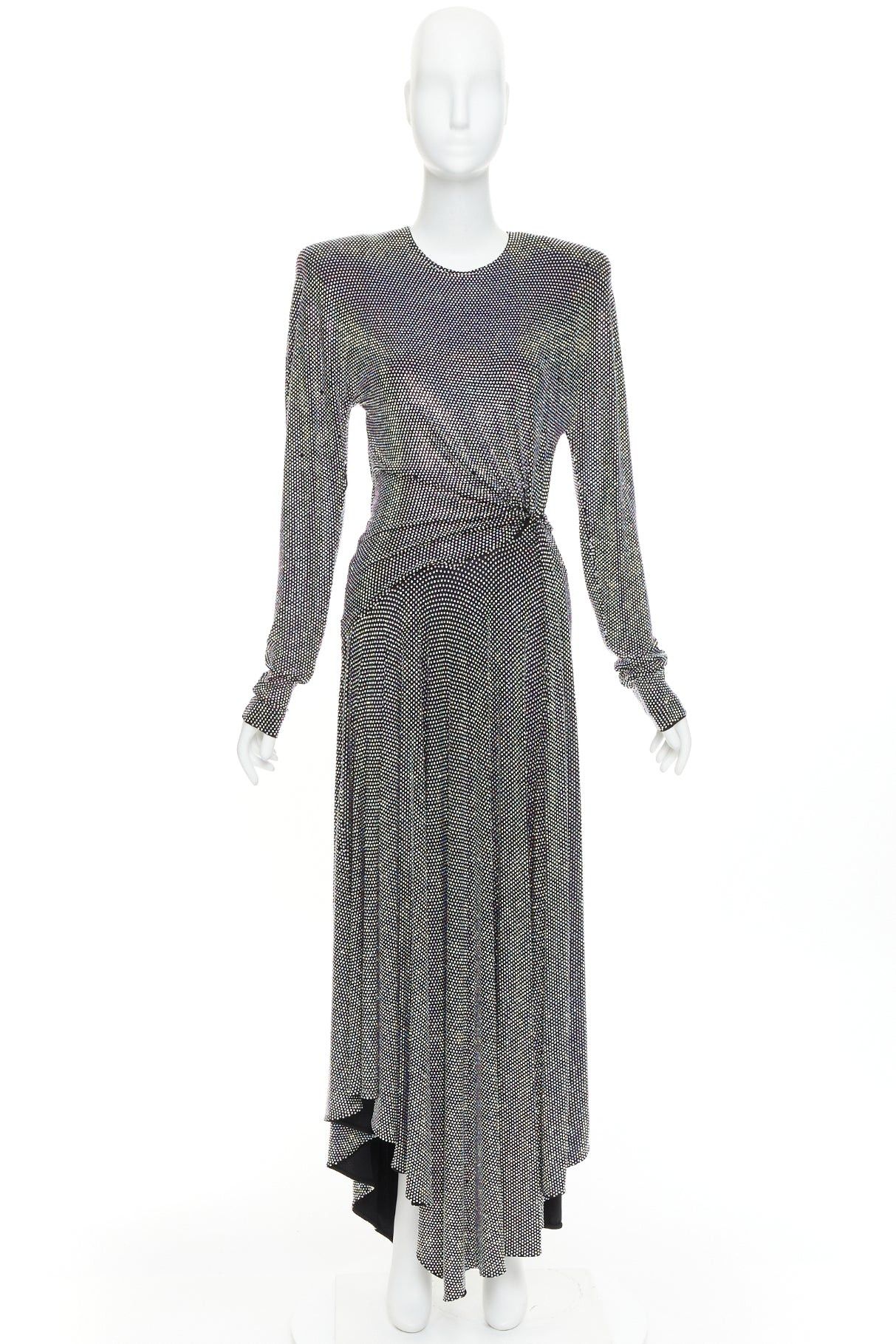 Alexandre Vauthier ALEXANDRE VAUTHIER COUTURE SS2021 Runway black aurore boreale crystal strass gathered power dress Size S / US 4 / IT 40 - 12 Thumbnail