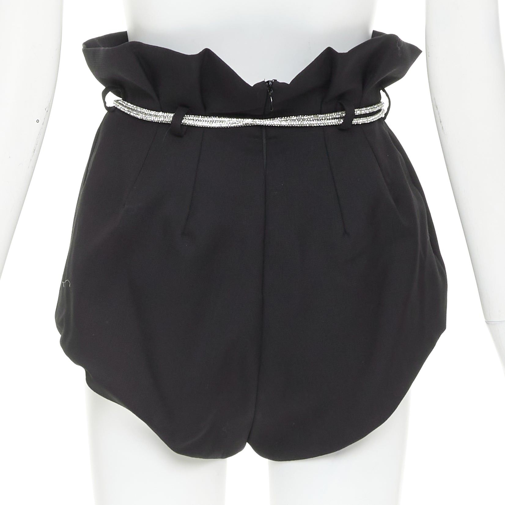 Alexandre Vauthier ALEXANDRE VAUTHIER SS2021 Runway black crepe silver crystal strass rope tie belt mini shorts Size 26" / US 2 / IT 38 - 5 Thumbnail