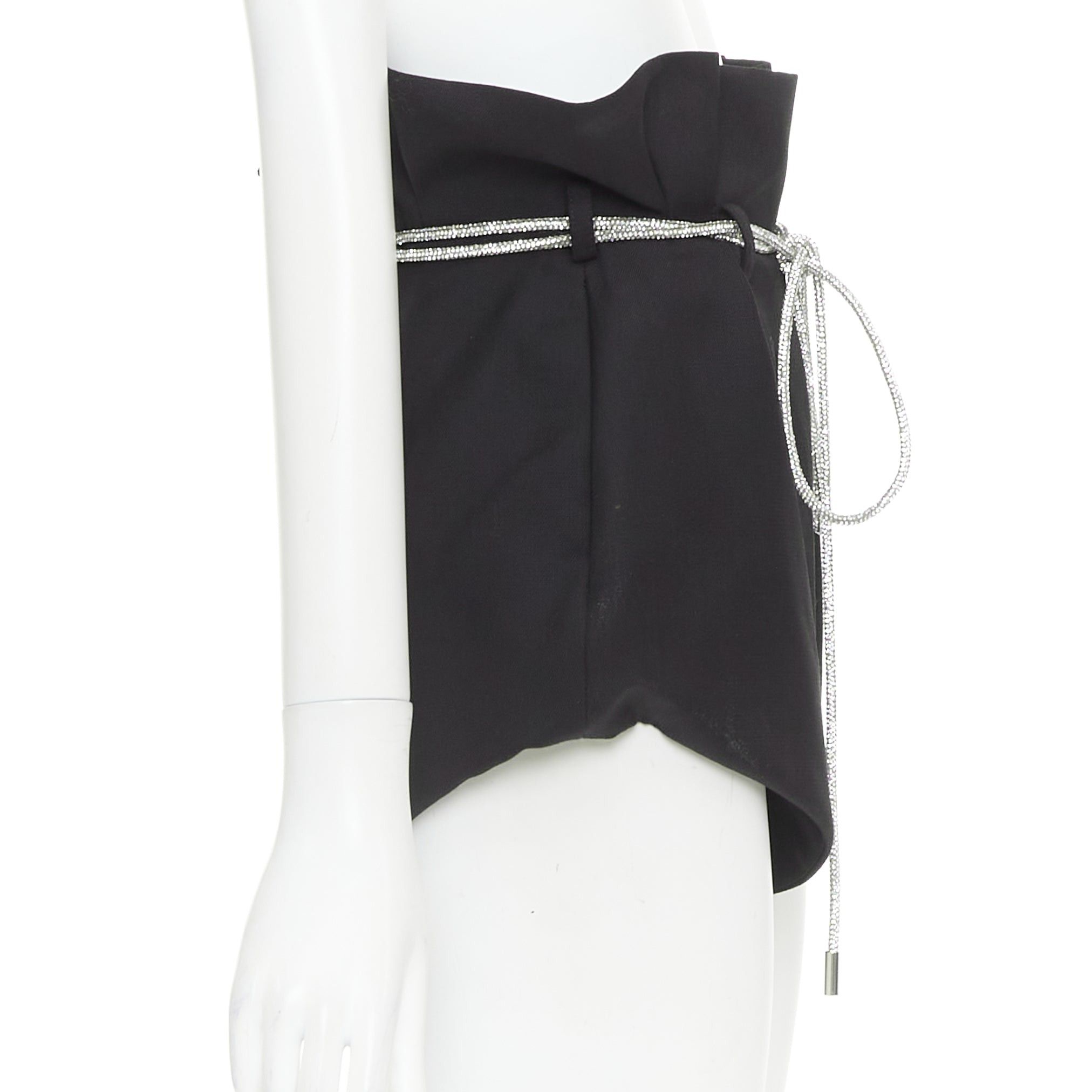 Alexandre Vauthier ALEXANDRE VAUTHIER SS2021 Runway black crepe silver crystal strass rope tie belt mini shorts Size 26" / US 2 / IT 38 - 4 Thumbnail