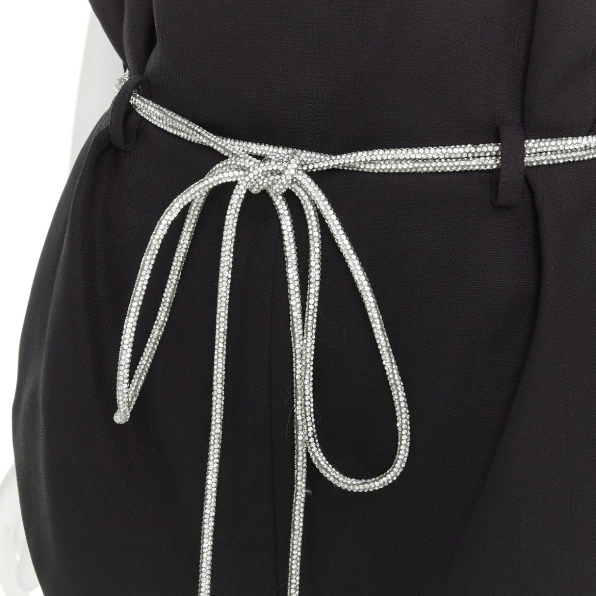Alexandre Vauthier ALEXANDRE VAUTHIER SS2021 Runway black crepe silver crystal strass rope tie belt mini shorts Size 26" / US 2 / IT 38 - 2 Thumbnail