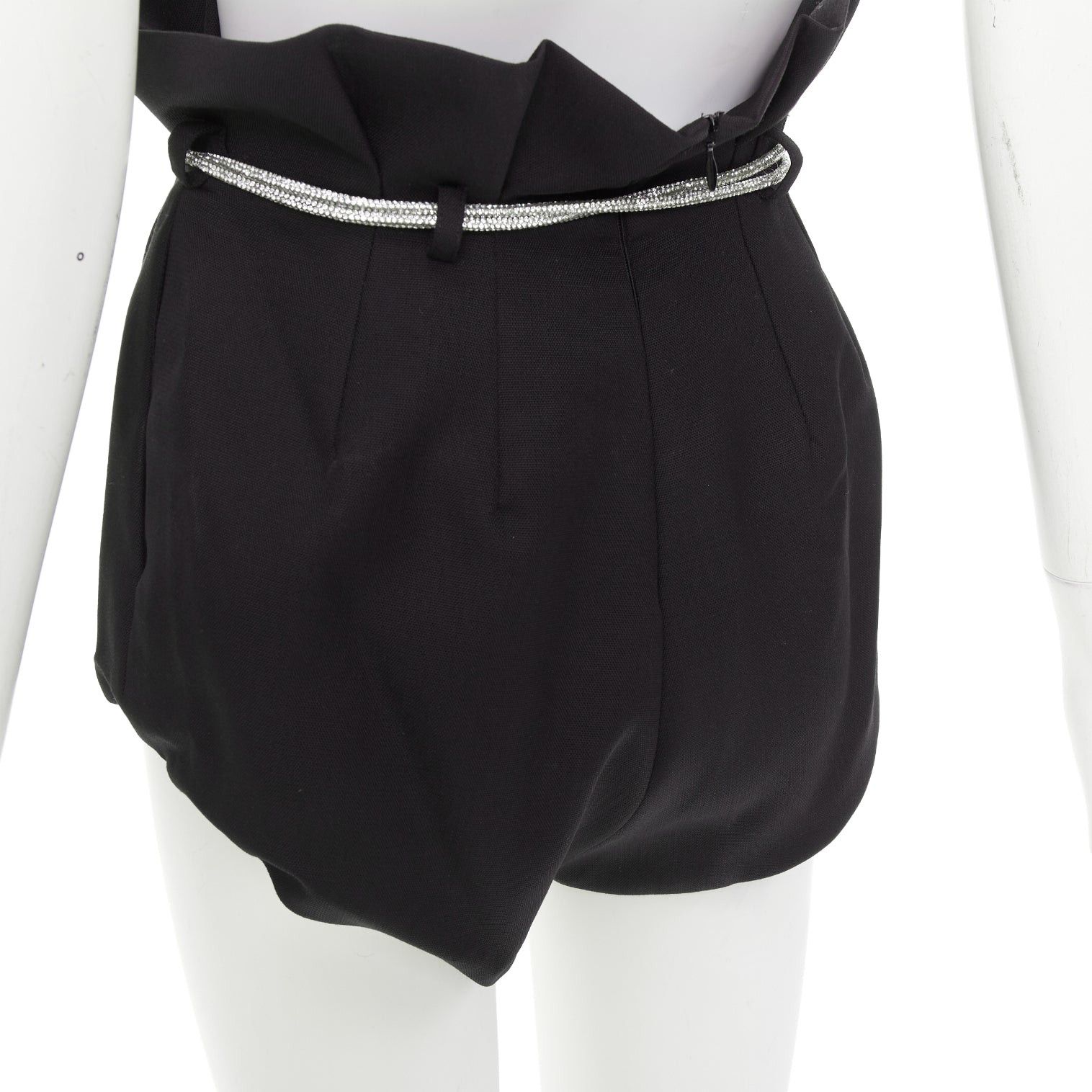 Alexandre Vauthier ALEXANDRE VAUTHIER SS2021 Runway black crepe silver crystal strass rope tie belt mini shorts Size 26" / US 2 / IT 38 - 7 Thumbnail