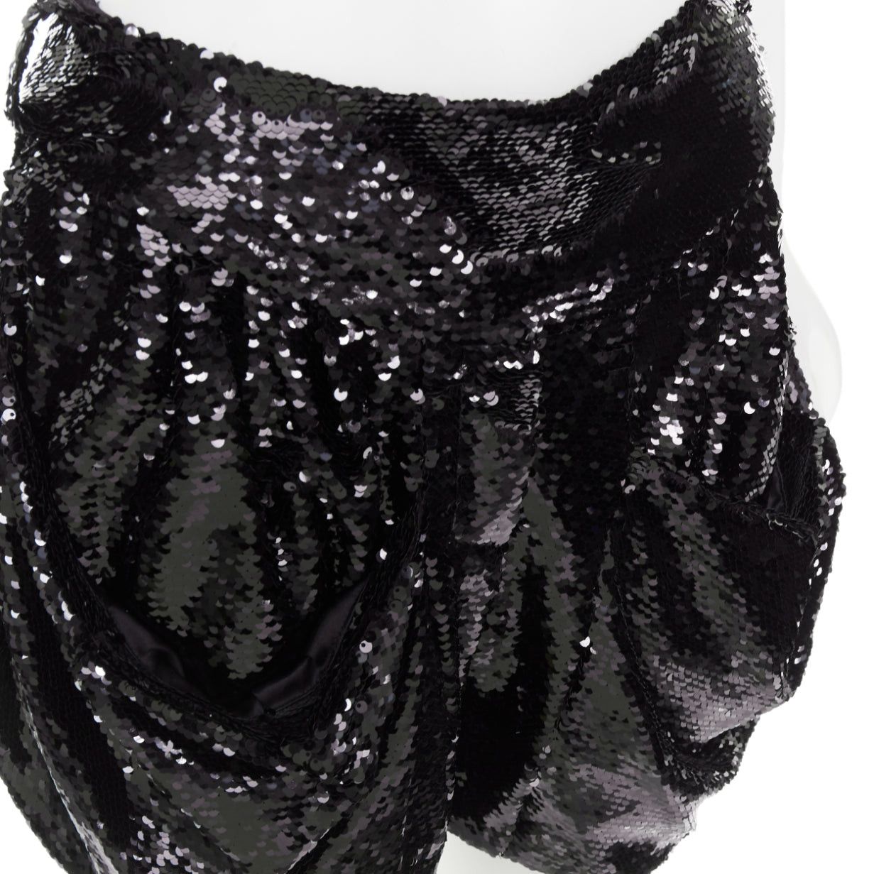 Alexandre Vauthier ALEXANDRE VAUTHIER COUTURE black sequinned draped front pocketed bubble shorts Size 26" / US 2 / IT 38 - 2 Thumbnail