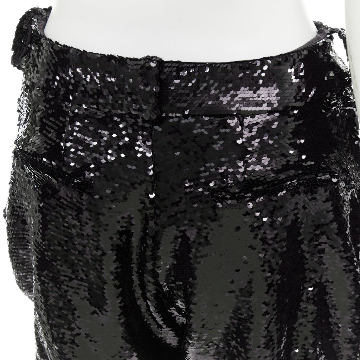 Alexandre Vauthier ALEXANDRE VAUTHIER COUTURE black sequinned draped front pocketed bubble shorts Size 26" / US 2 / IT 38 - 7 Thumbnail