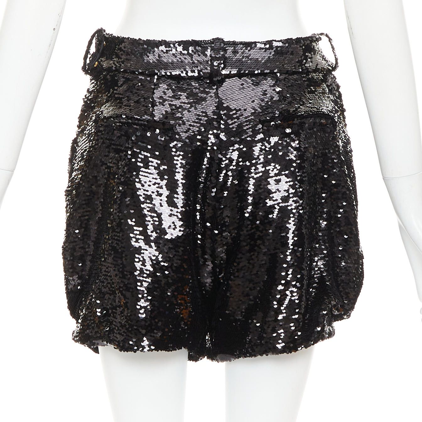 Alexandre Vauthier ALEXANDRE VAUTHIER COUTURE black sequinned draped front pocketed bubble shorts Size 26" / US 2 / IT 38 - 5 Thumbnail