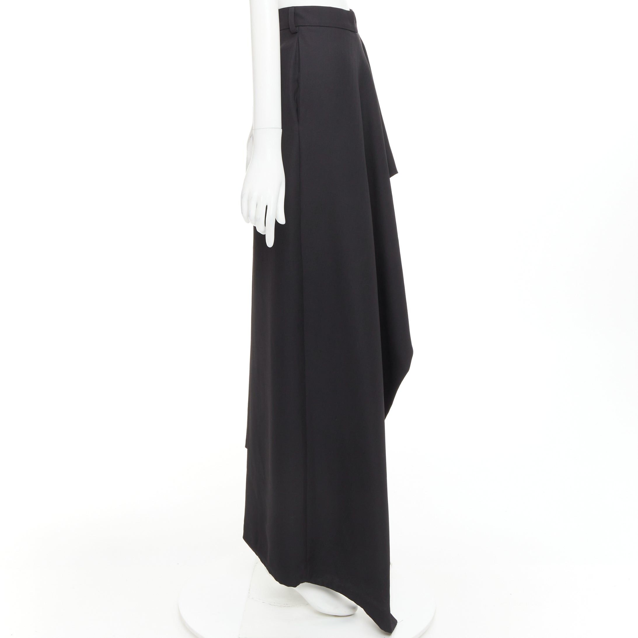 Alexandre Vauthier ALEXANDRE VAUTHIER COUTURE black wool asymmetric cascade ruffle split skirt Size 26" / US 2 / IT 38 - 4 Thumbnail