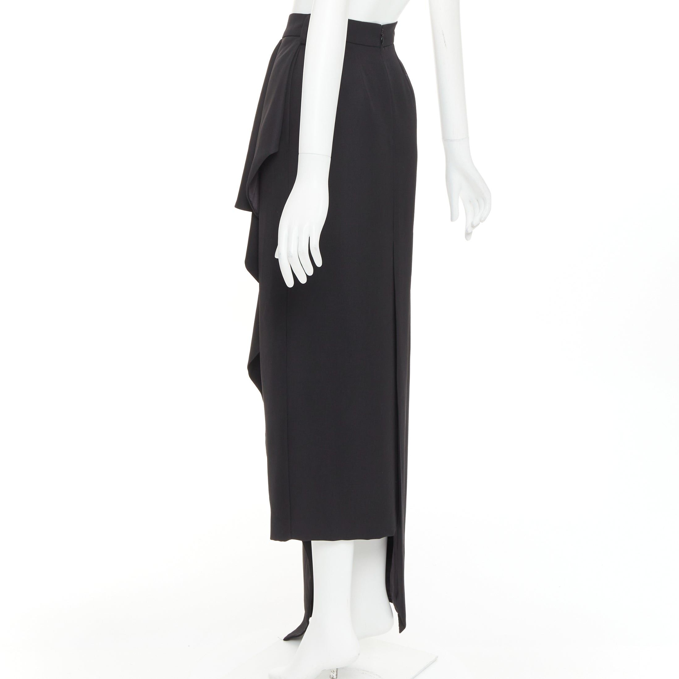 Alexandre Vauthier ALEXANDRE VAUTHIER COUTURE black wool asymmetric cascade ruffle split skirt Size 26" / US 2 / IT 38 - 6 Thumbnail