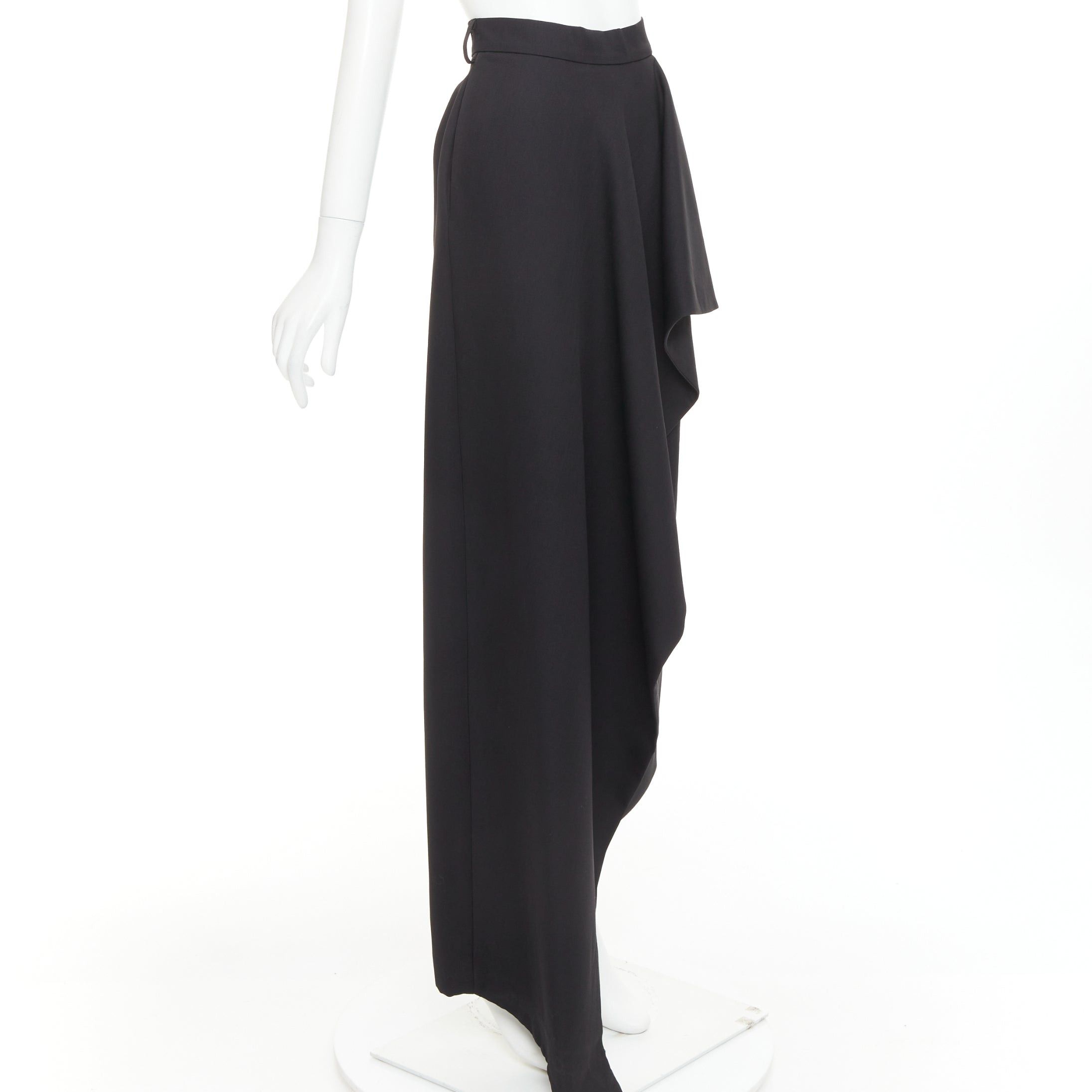 Alexandre Vauthier ALEXANDRE VAUTHIER COUTURE black wool asymmetric cascade ruffle split skirt Size 26" / US 2 / IT 38 - 3 Thumbnail
