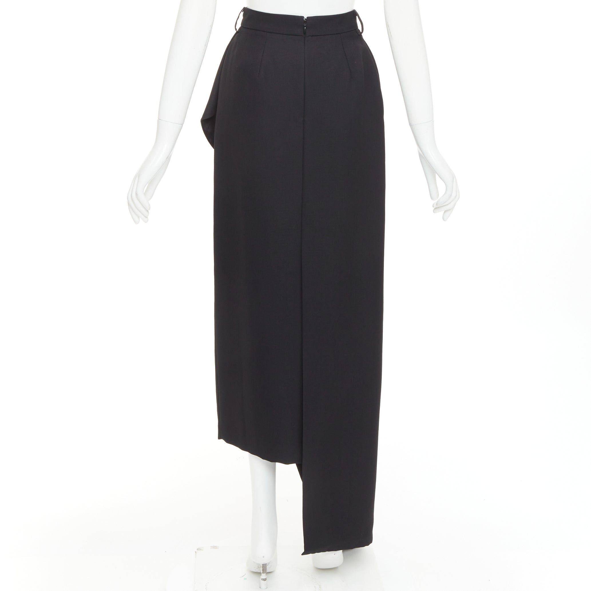 Alexandre Vauthier ALEXANDRE VAUTHIER COUTURE black wool asymmetric cascade ruffle split skirt Size 26" / US 2 / IT 38 - 5 Thumbnail