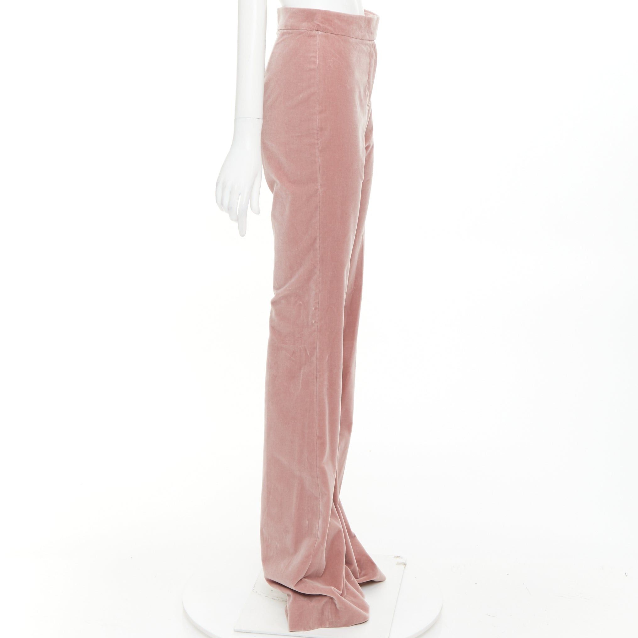 Alexandre Vauthier ALEXANDRE VAUTHIER blush pink velvet high waisted extra flare pants Size 26" / US 2 / IT 38 - 4 Thumbnail